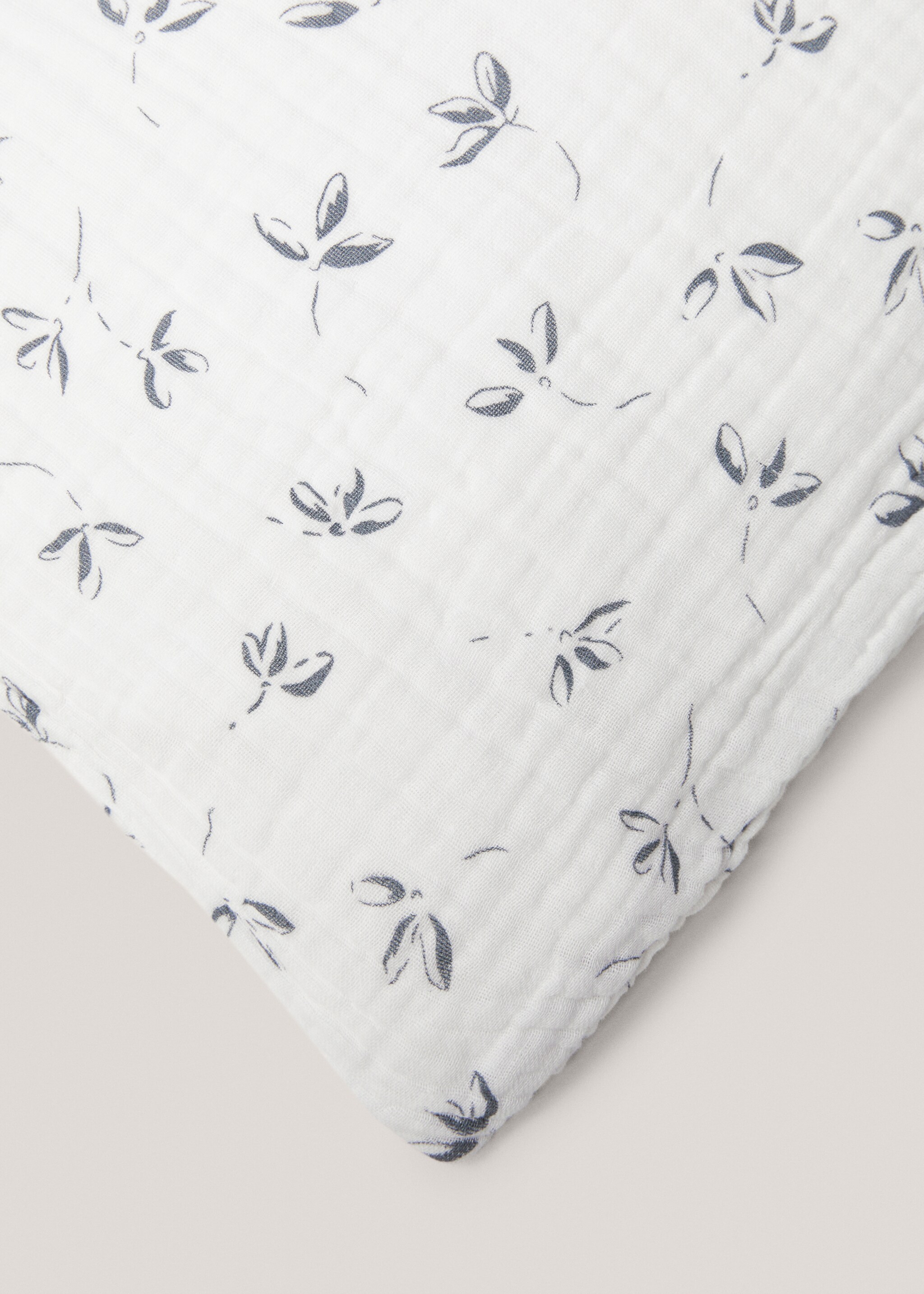 Chiffon-Bettbezug mit Blumenmuster für 90 cm Bett - Detail des Artikels 3, Weiß. Ref: 67016011-00.