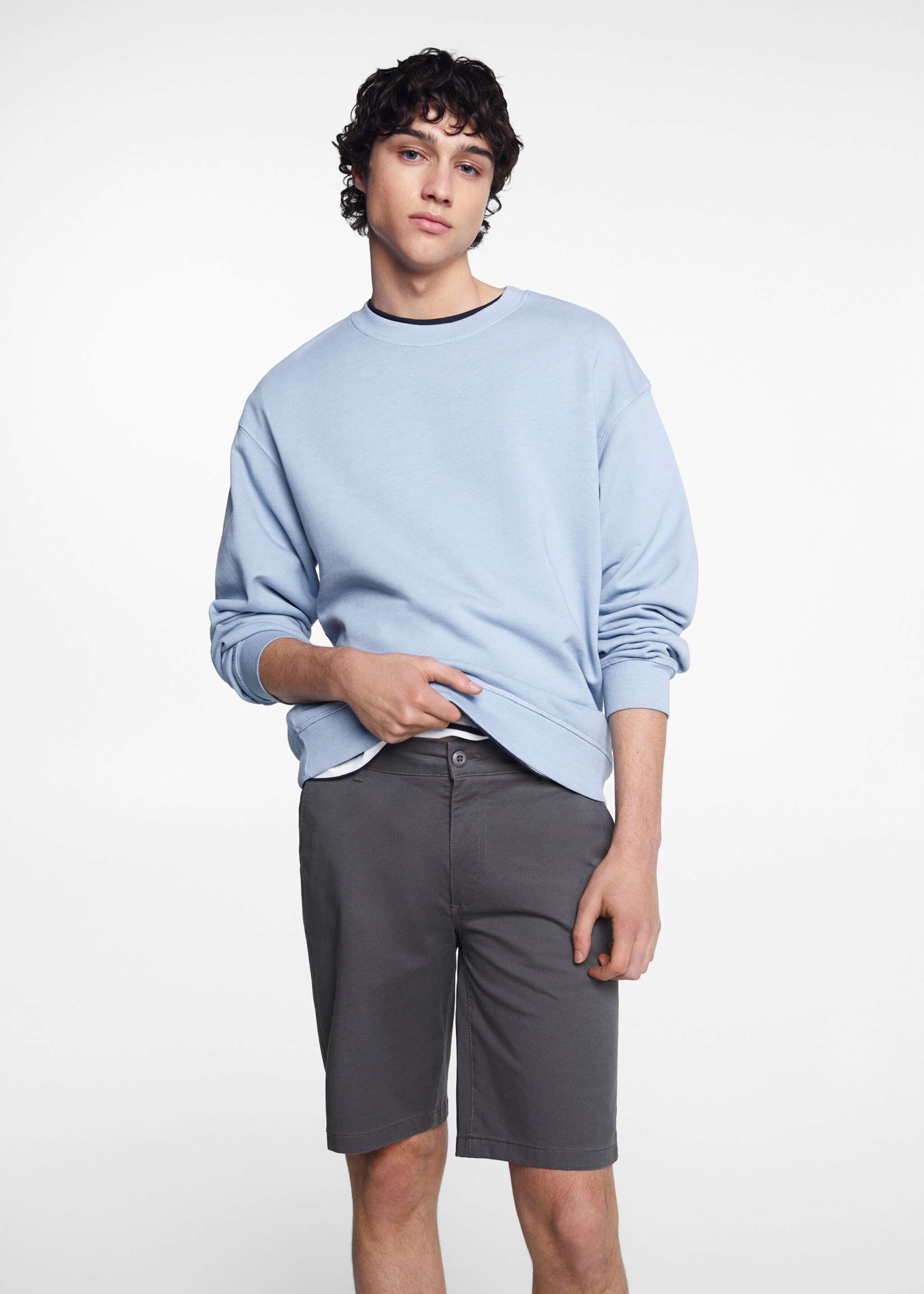 Katoenen slim-fit bermuda - Middenvlak
