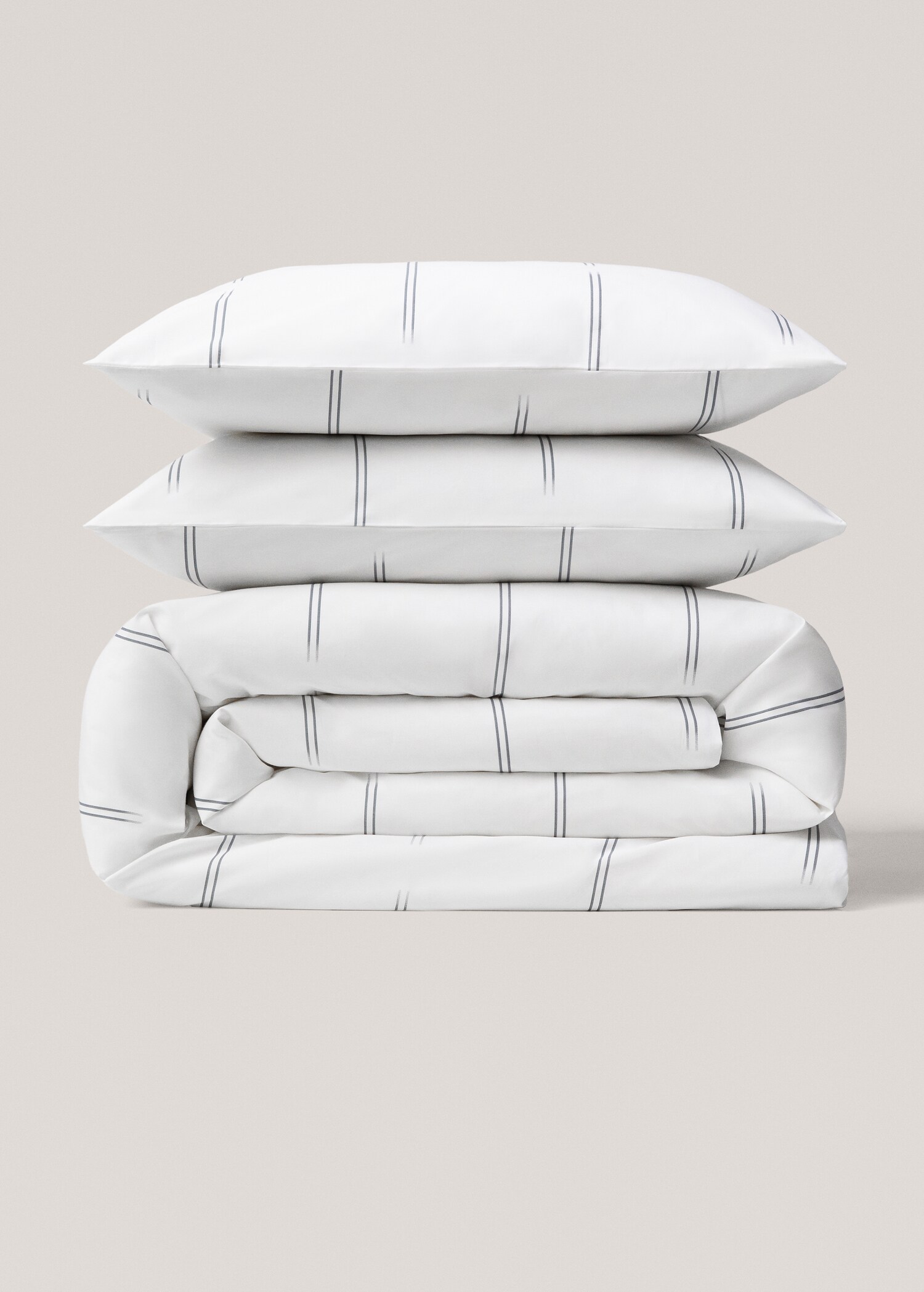 Capa de edredão de algodão às riscas (cama 150/160 cm) - Artigo sem modelo