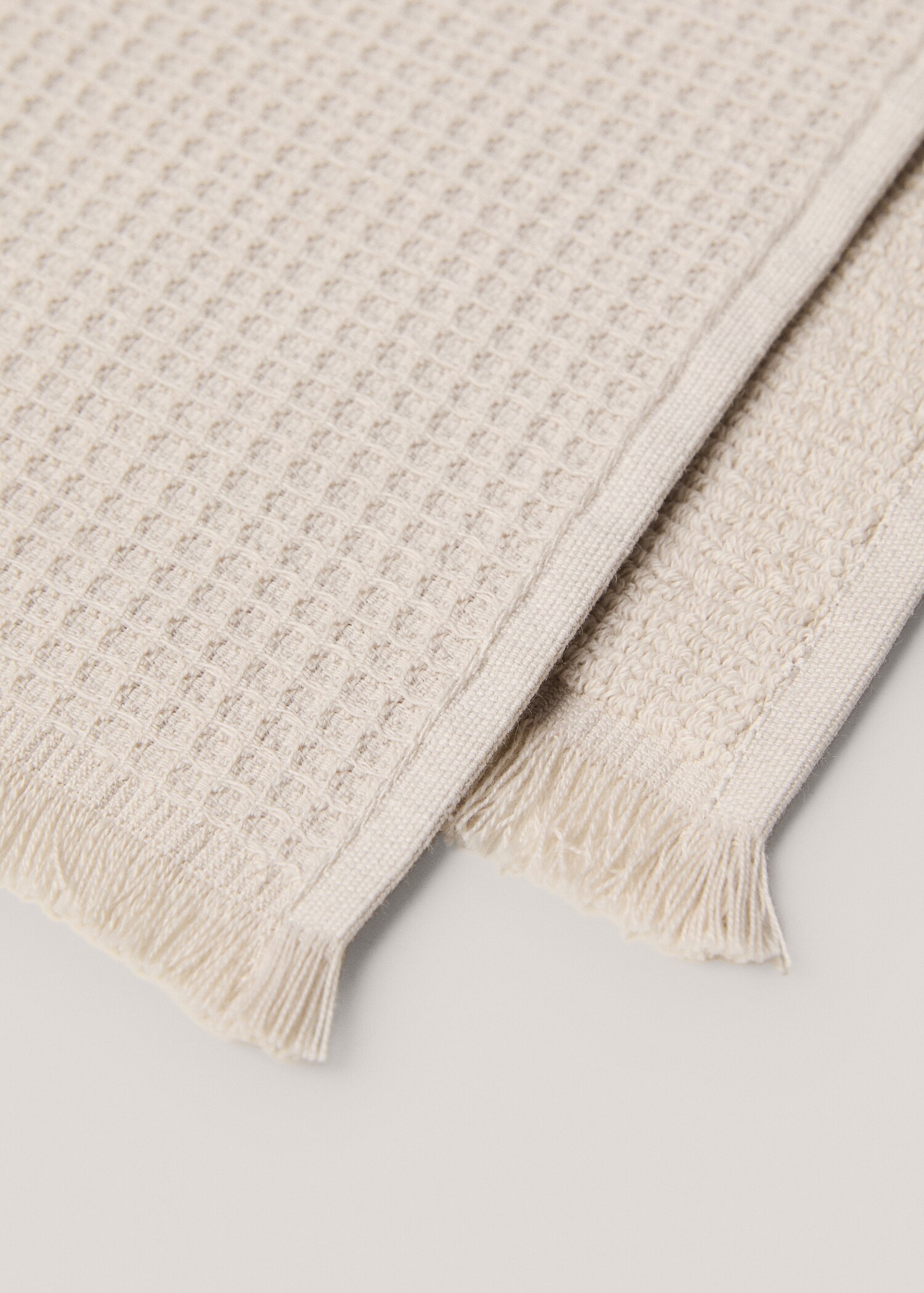 Asciugamano bagno cotone waffle frange 90x150 cm - Dettaglio dell'articolo 1