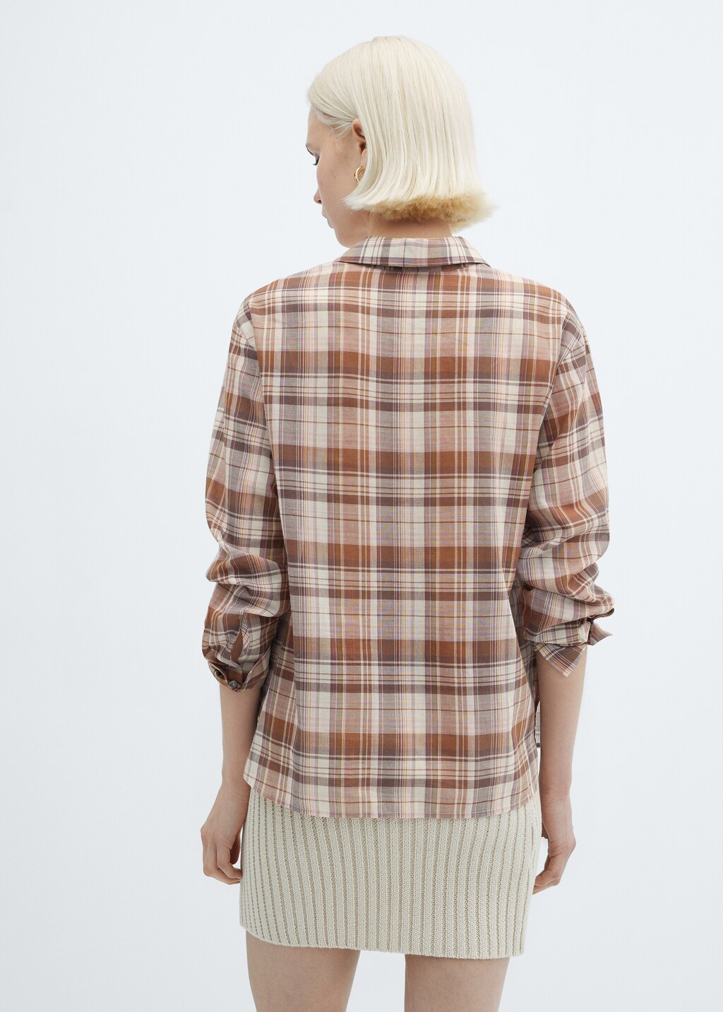 Chest-pocket check shirt - Women | MANGO OUTLET USA