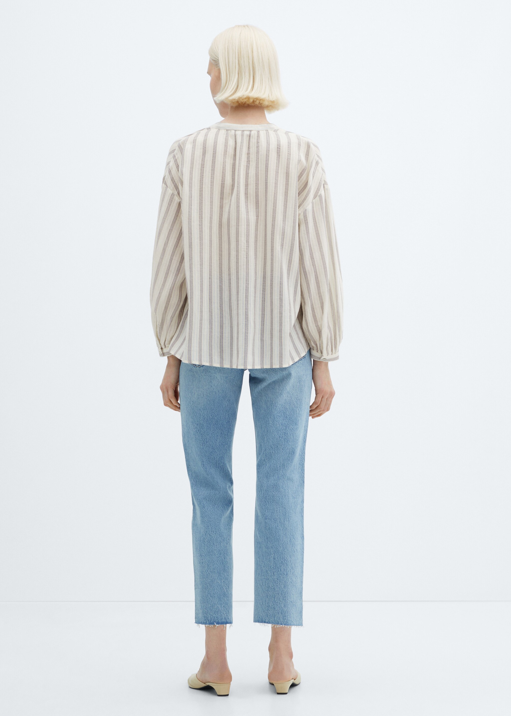 Camisa ratlles màniga bollada - Revers de l'article