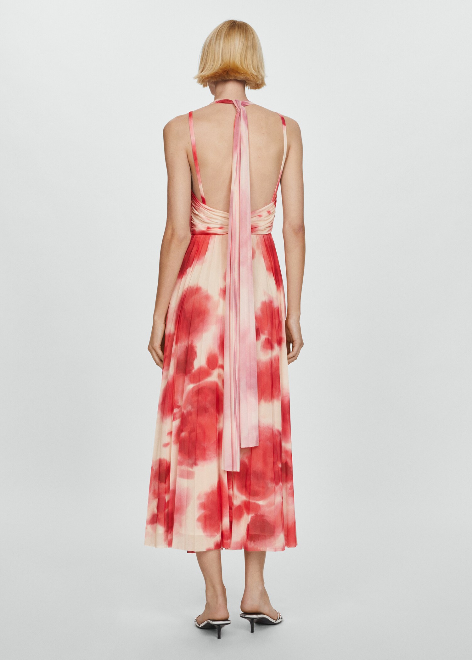 Bedrucktes Plisseekleid - Rückseite des Artikels