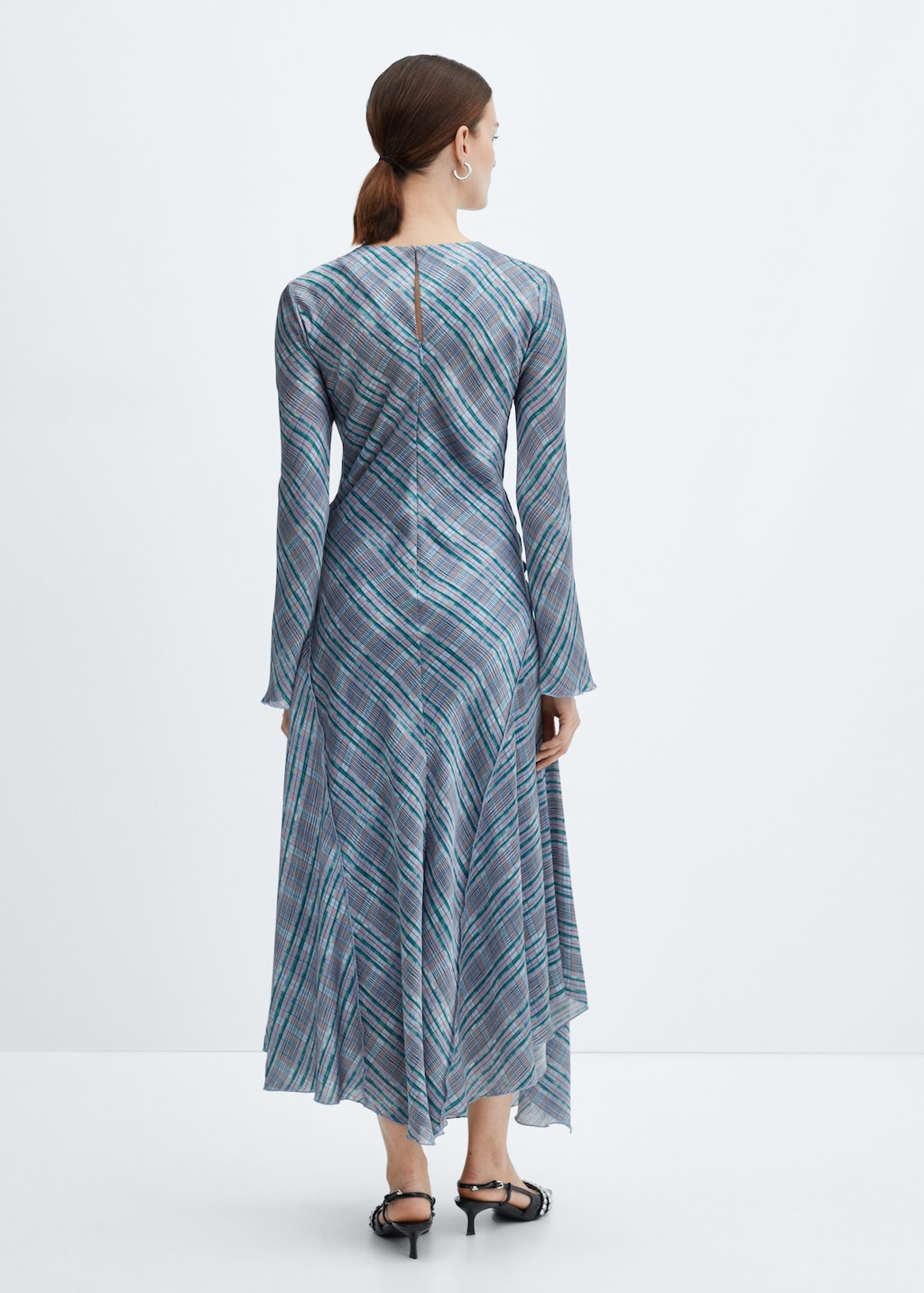 Satin check dress - Women | MANGO OUTLET USA