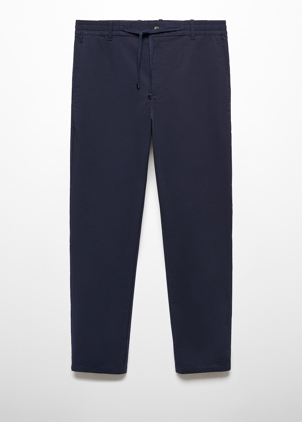 Cotton seersucker trousers with drawstring - Men | MANGO