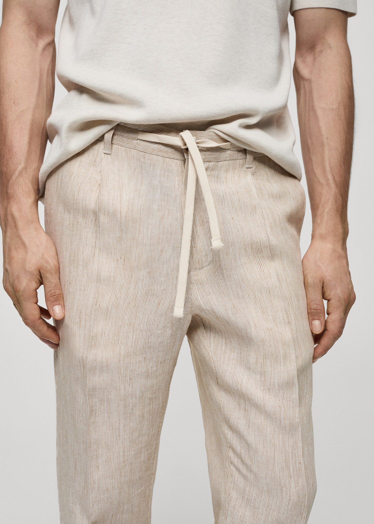 Pantalon 100 % lin slim-fit rayures - Détail de l'article 1