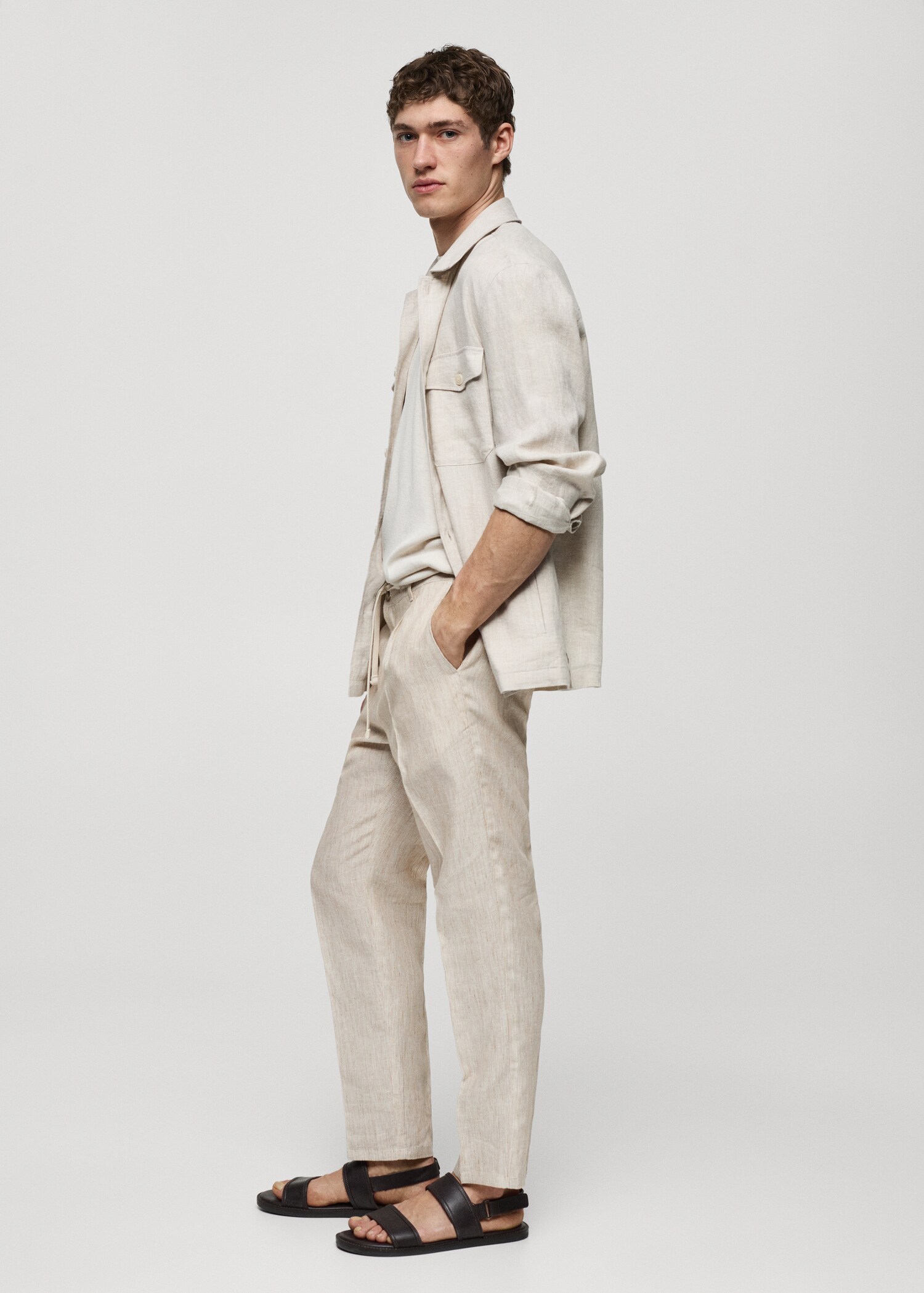 Pantalon 100 % lin slim-fit rayures - Détail de l'article 2