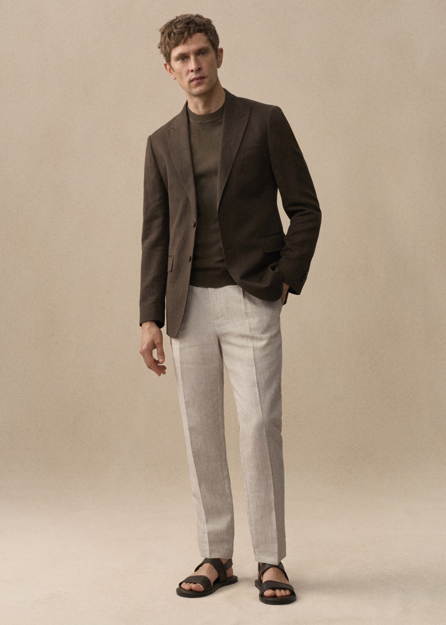 Pantalon 100 % lin slim-fit rayures - Détail de l'article 5