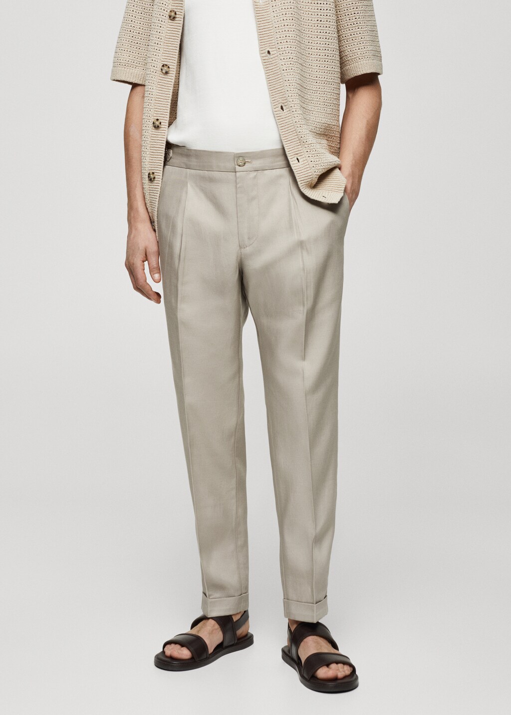 パンツ LEMAILE LOOSE PLEATED PANTS Men's Khaki Loose Wide-leg Trousers Casual Summer Pleated