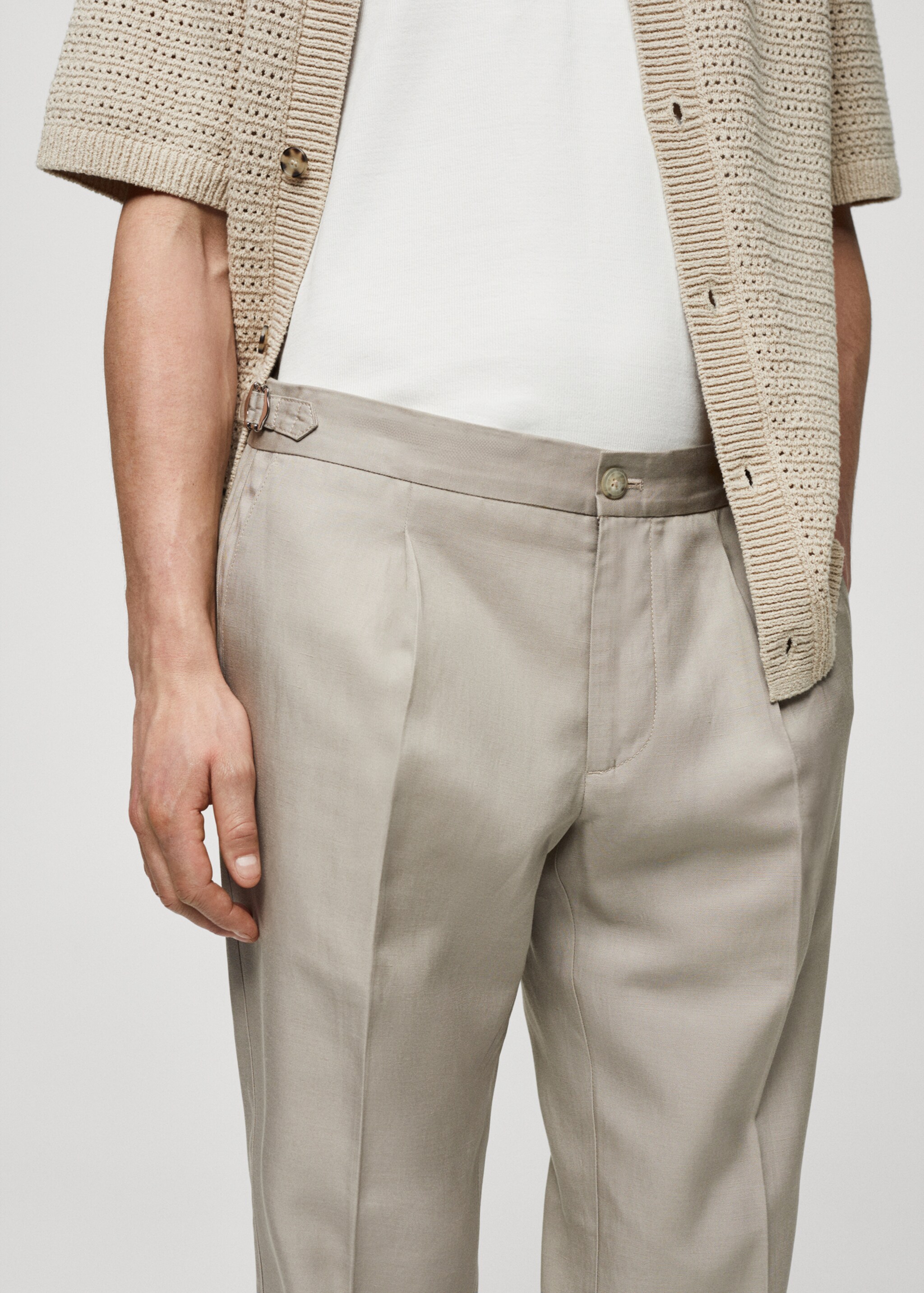 Pantalon mélange de lin pinces - Détail de l'article 1