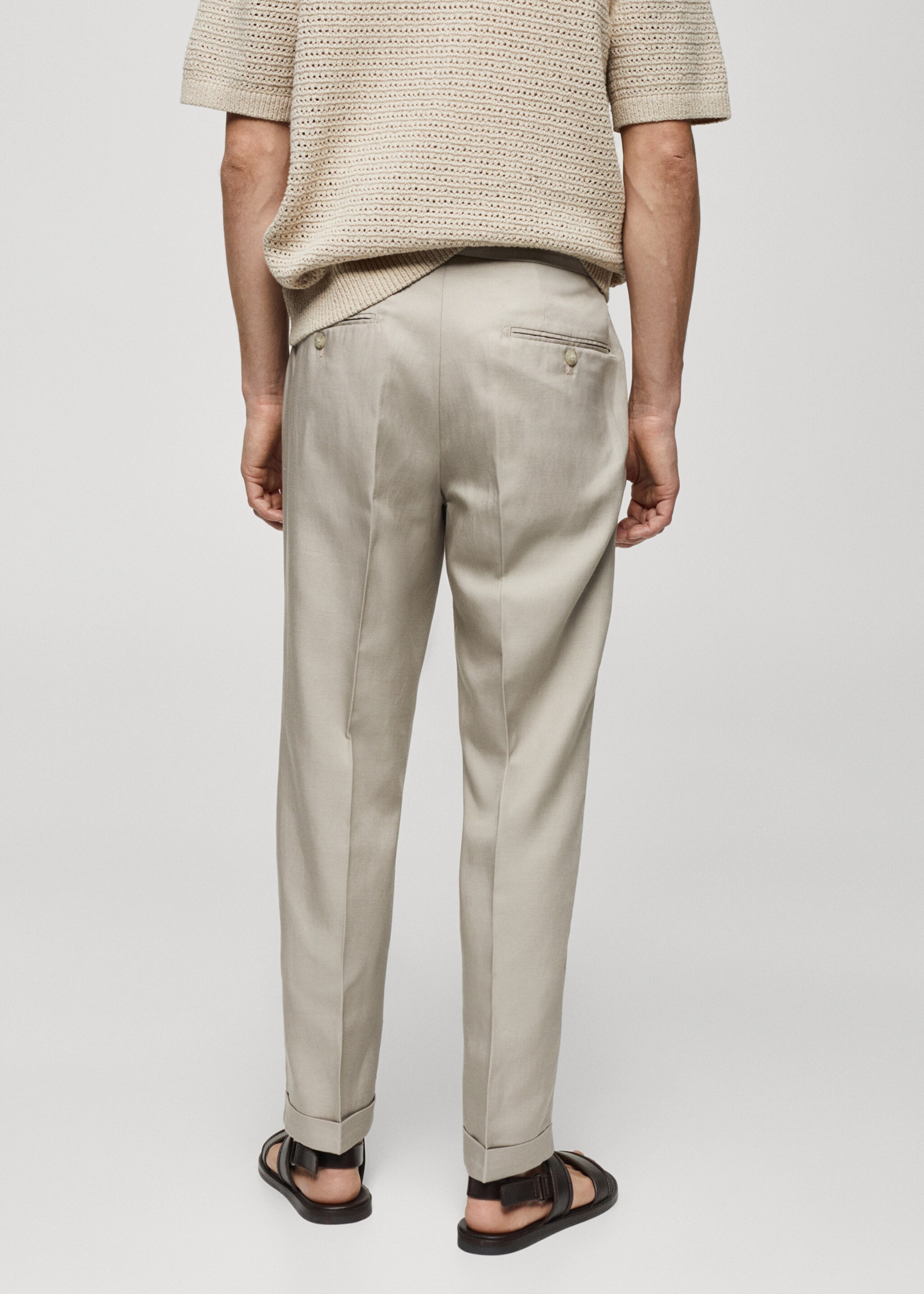 Pantalon mélange de lin pinces - Verso de l’article