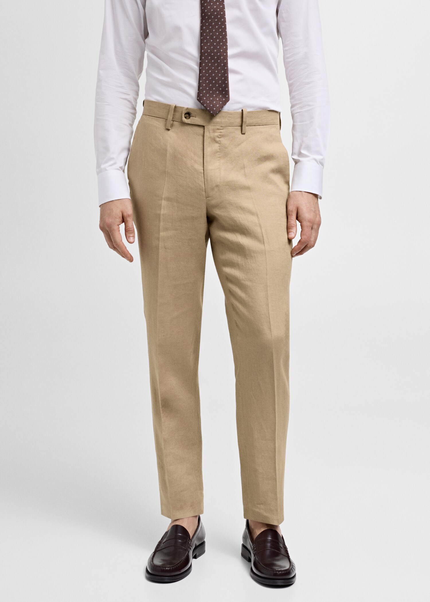100% linen slim-fit suit trousers  - Medium plane
