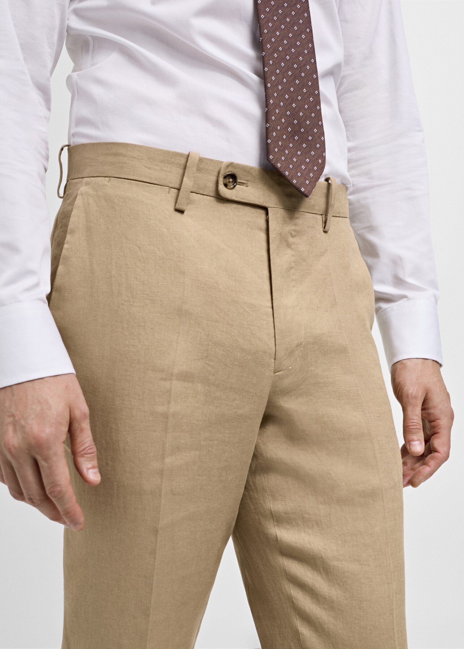 100% linen slim-fit suit trousers  - Details of the article 1