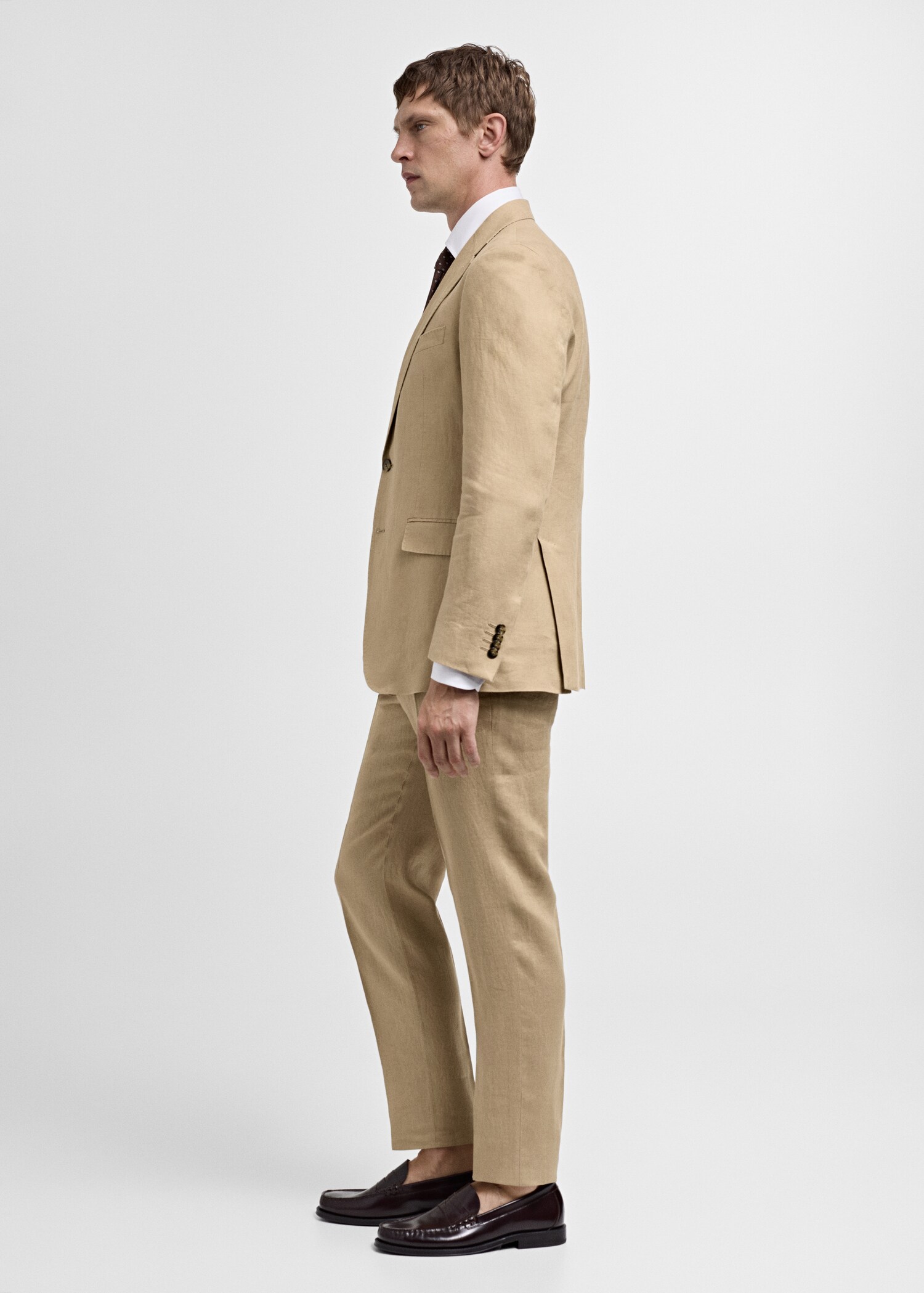 100% linen slim-fit suit trousers  - Details of the article 2