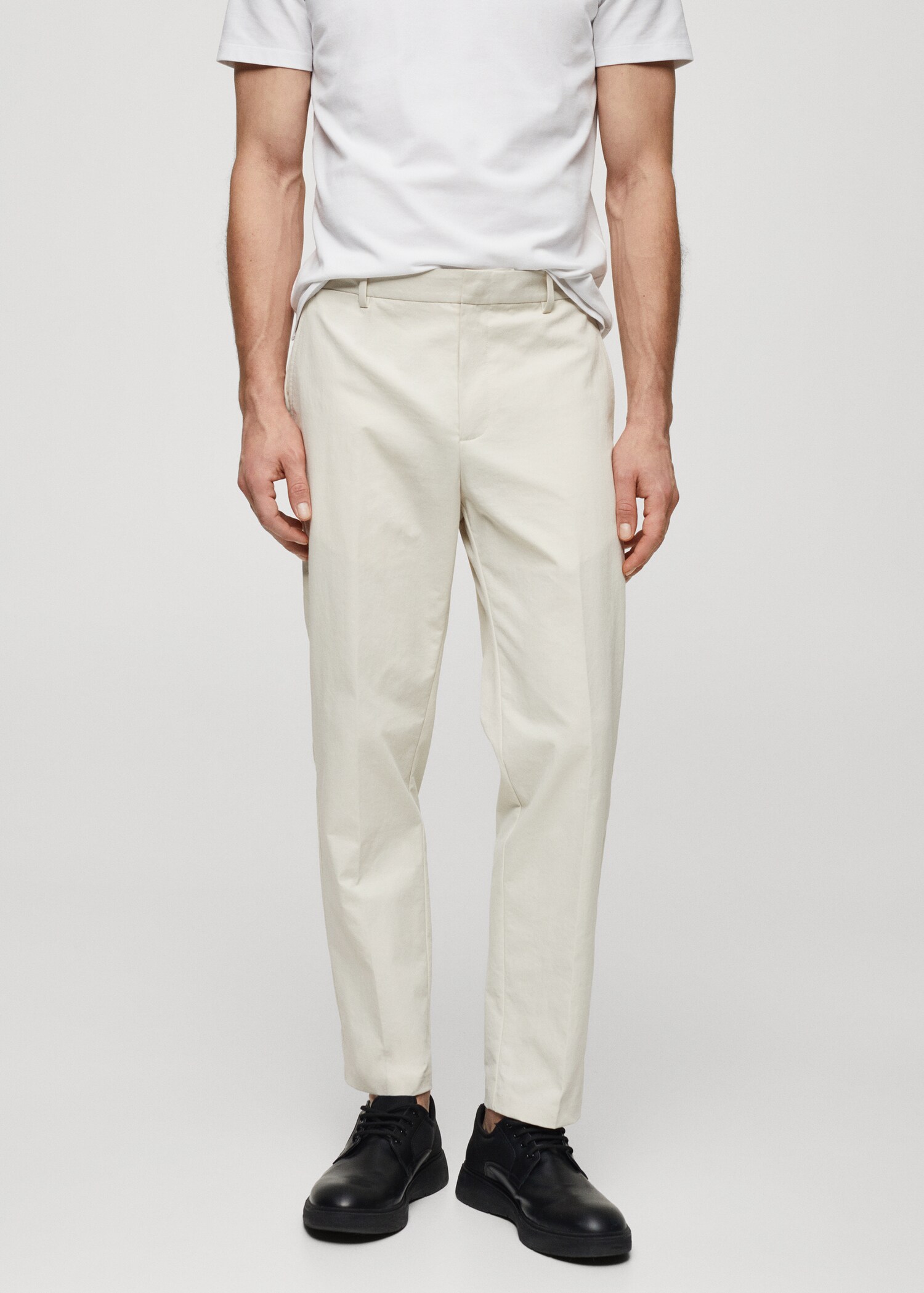 Slim fit technical fabric trousers - Medium plane