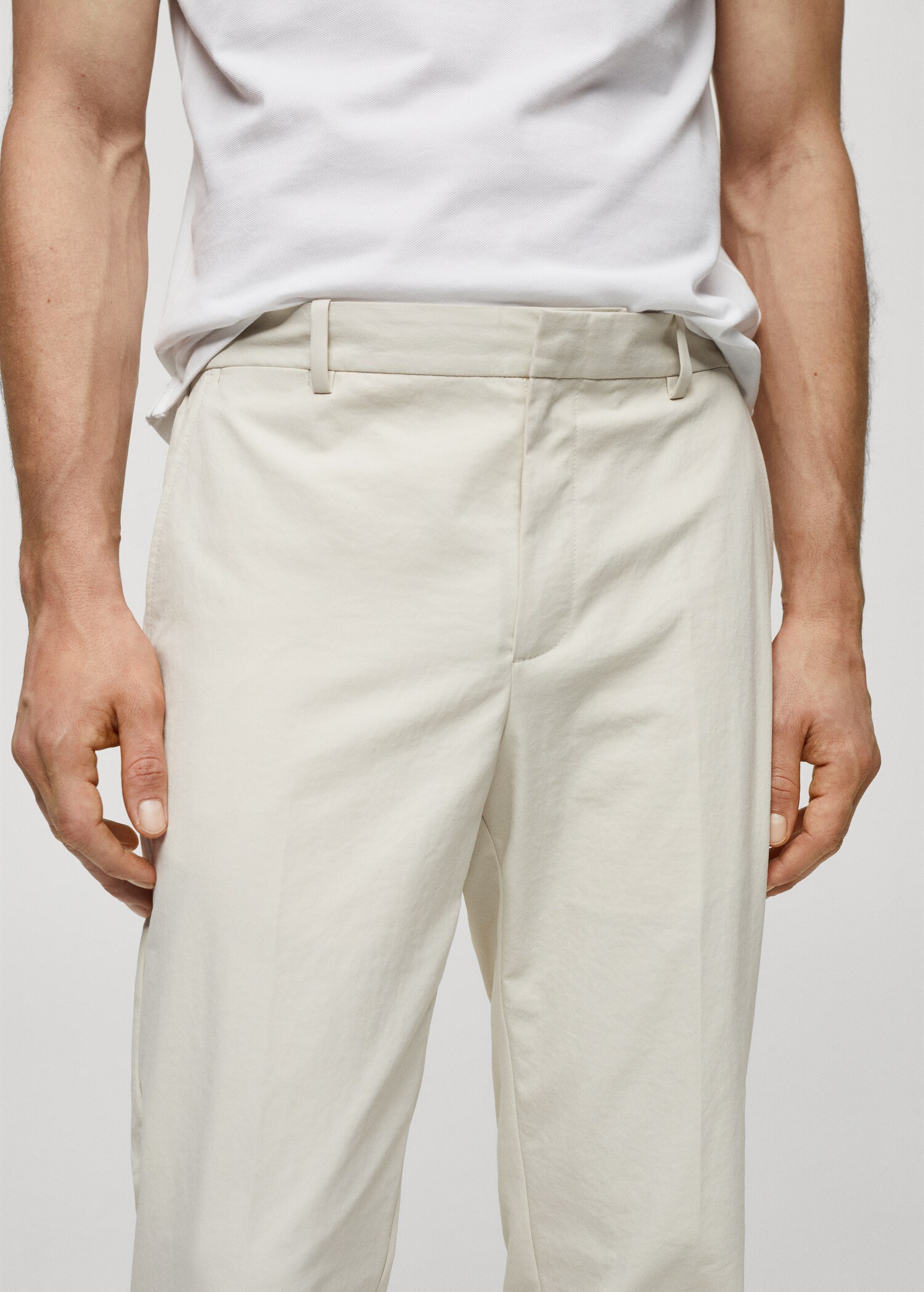Slim fit technical fabric trousers - Details of the article 1