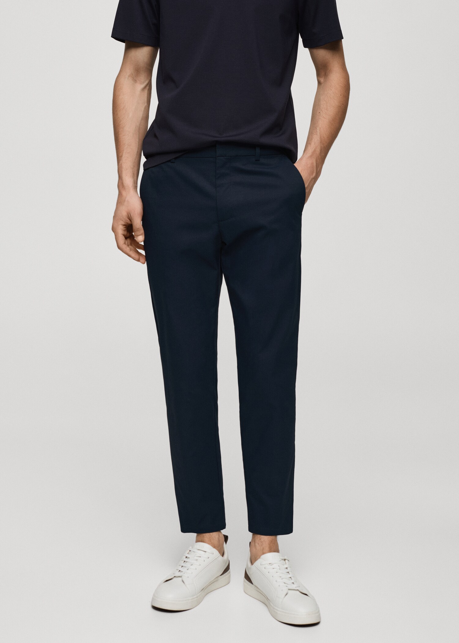 Slim fit technical fabric trousers - Medium plane