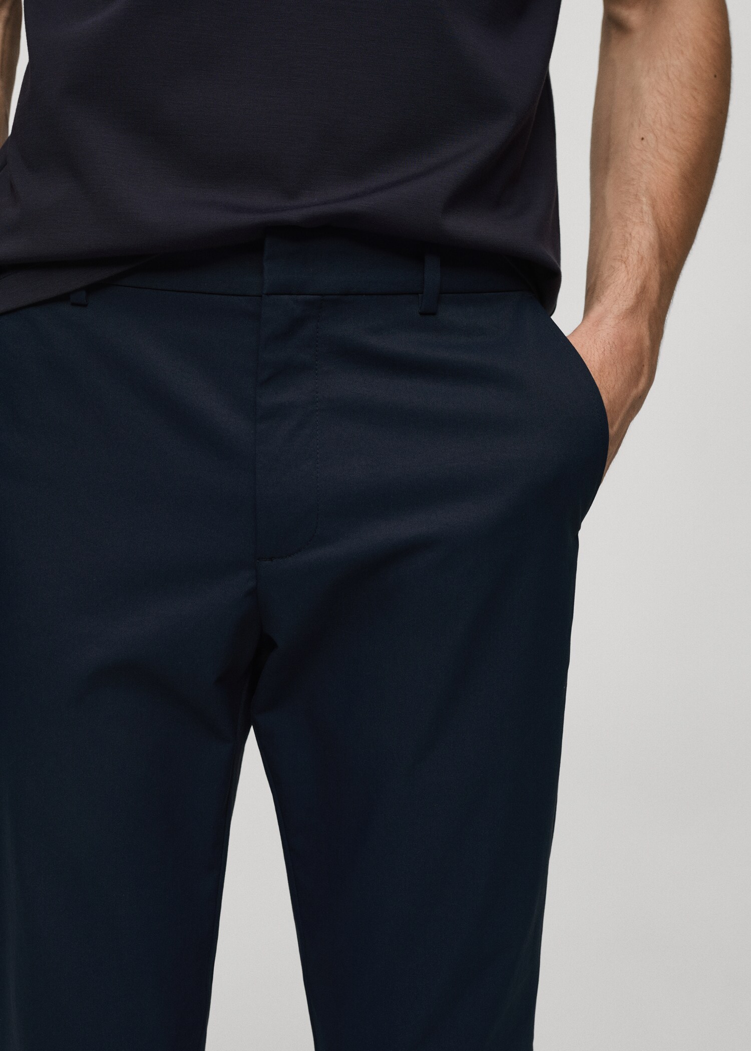 Slim fit technical fabric trousers - Details of the article 1
