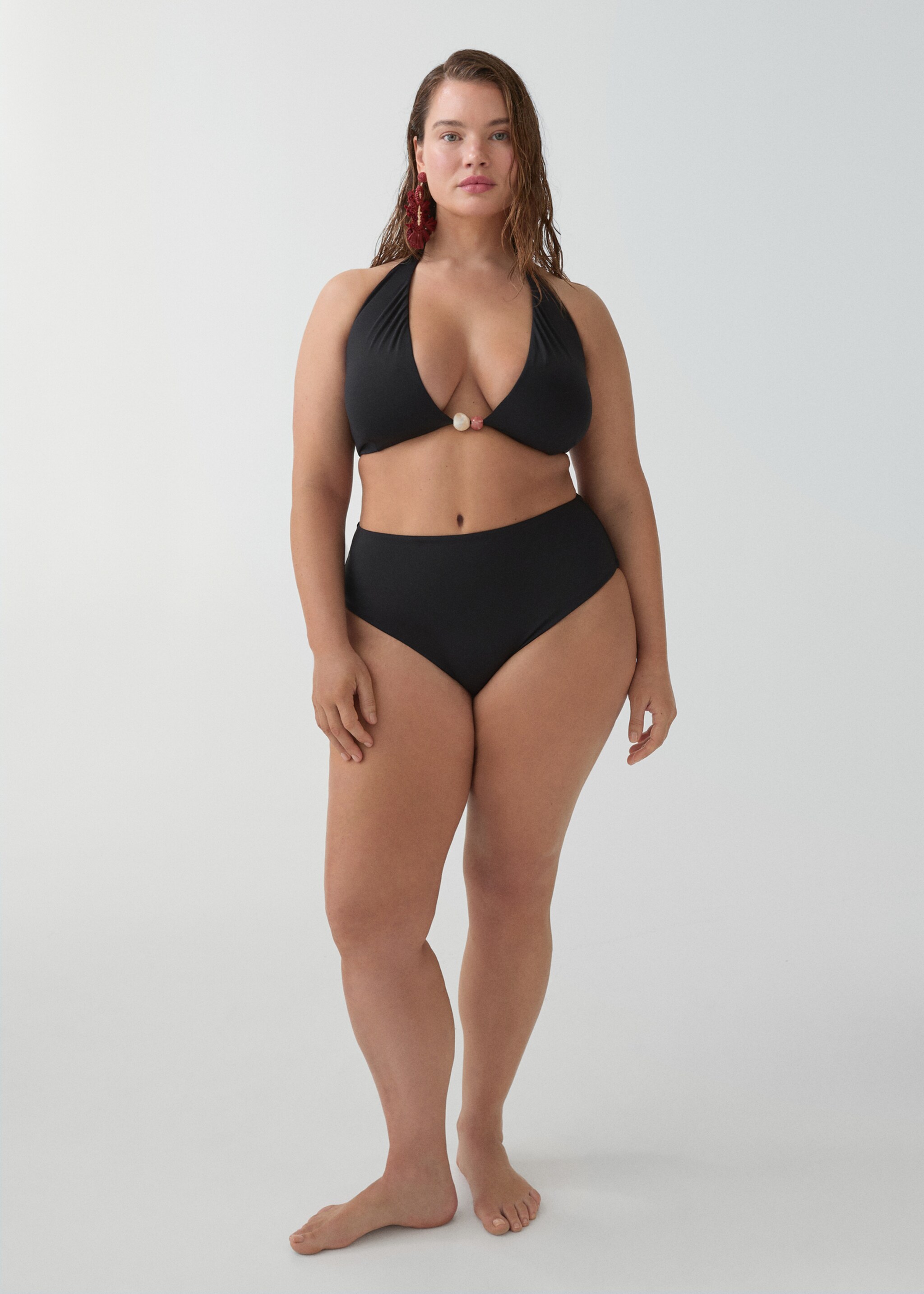 High-waist bikini bottoms - Details of the article 3, Black. Ref: 67016743-00.