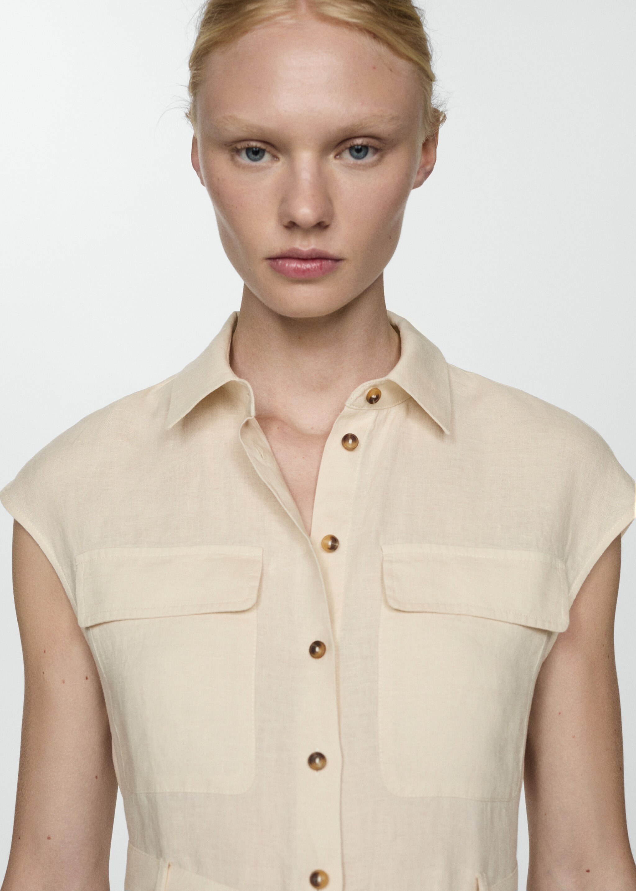 100% linen shirty dress - Details of the article 1