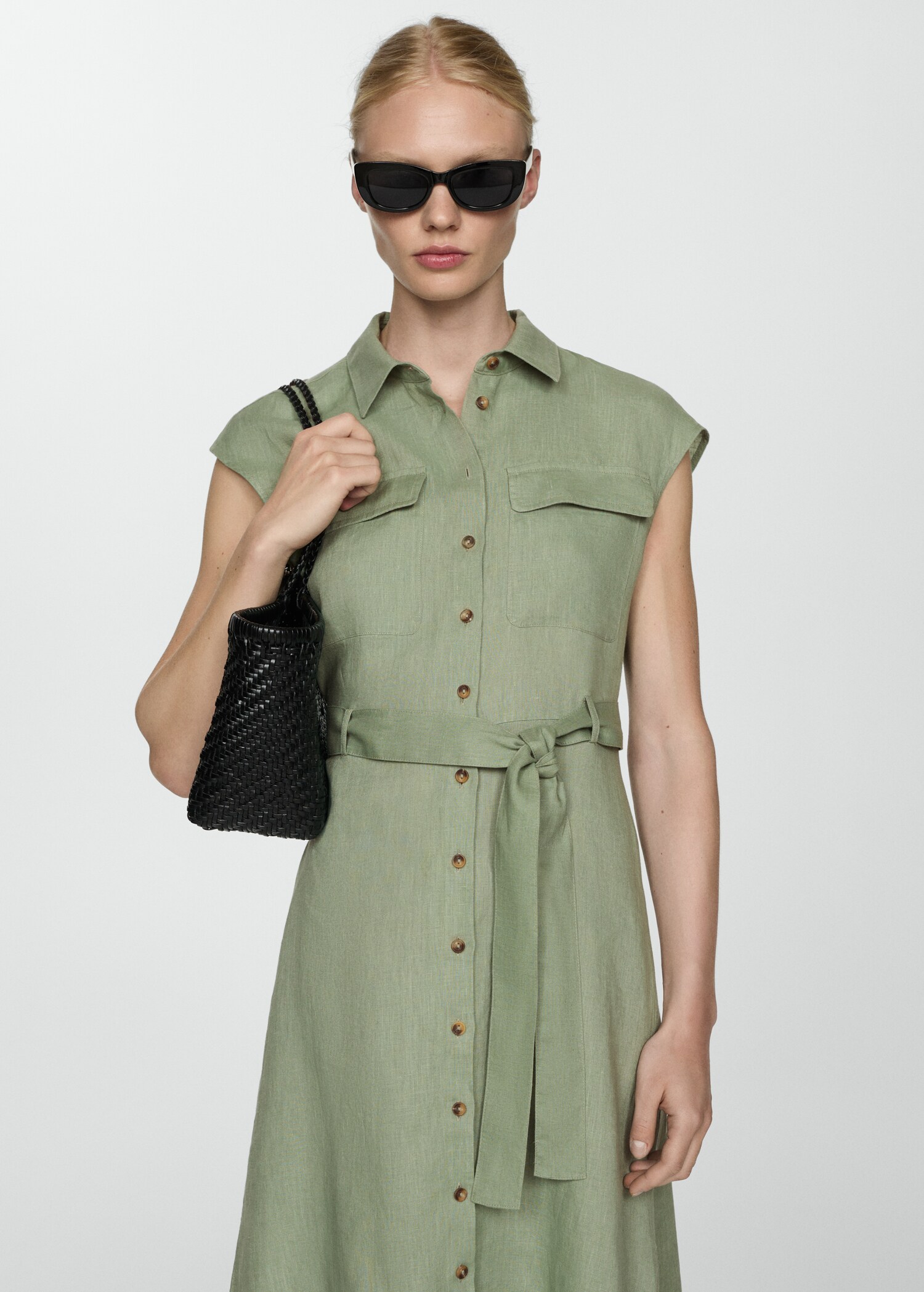 Robe chemisier 100 % lin - Plan moyen