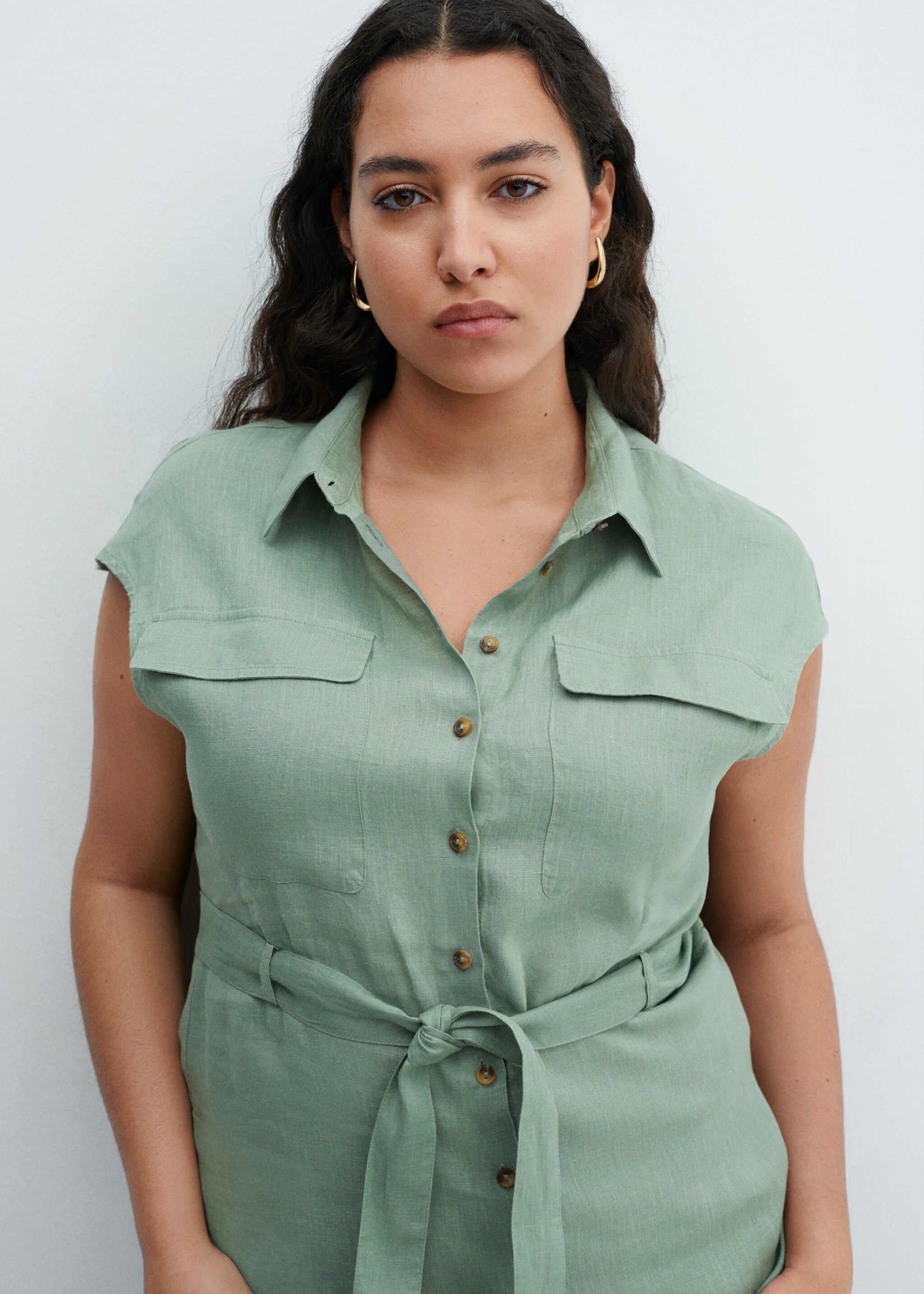100% linen shirty dress - Details of the article 4