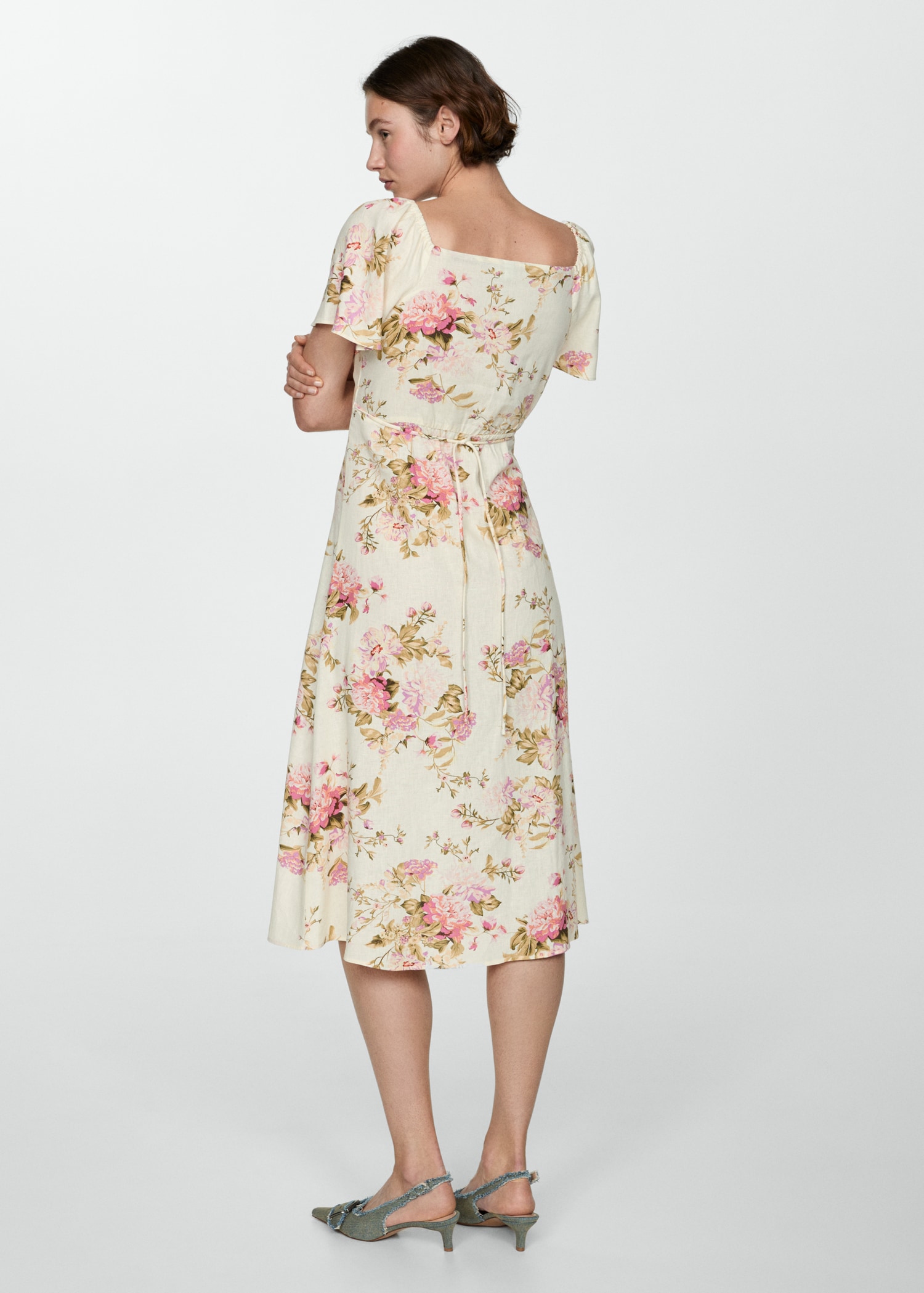 Buttoned linen-blend dress - Reverse of the article