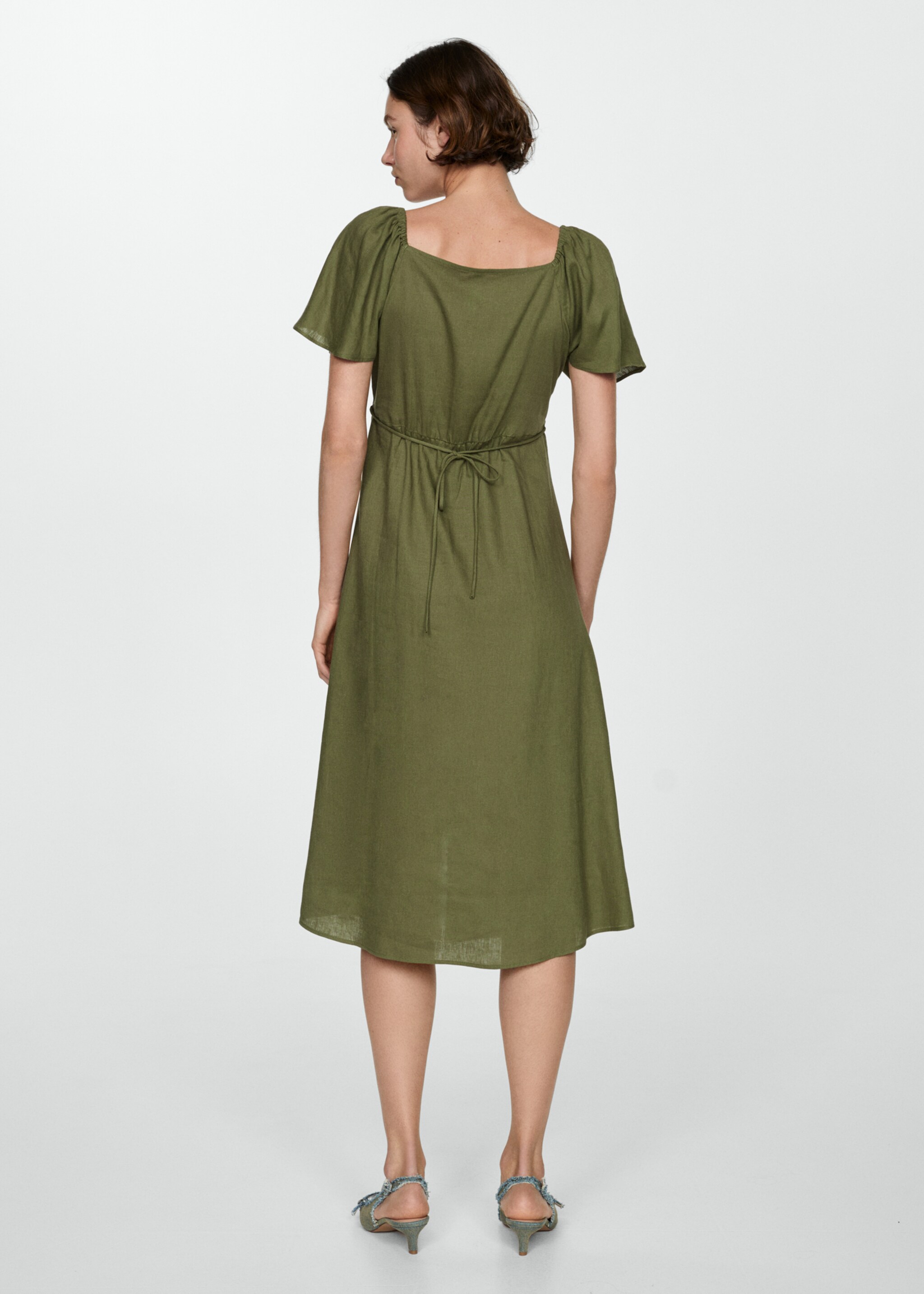 Buttoned linen-blend dress - Reverse of the article
