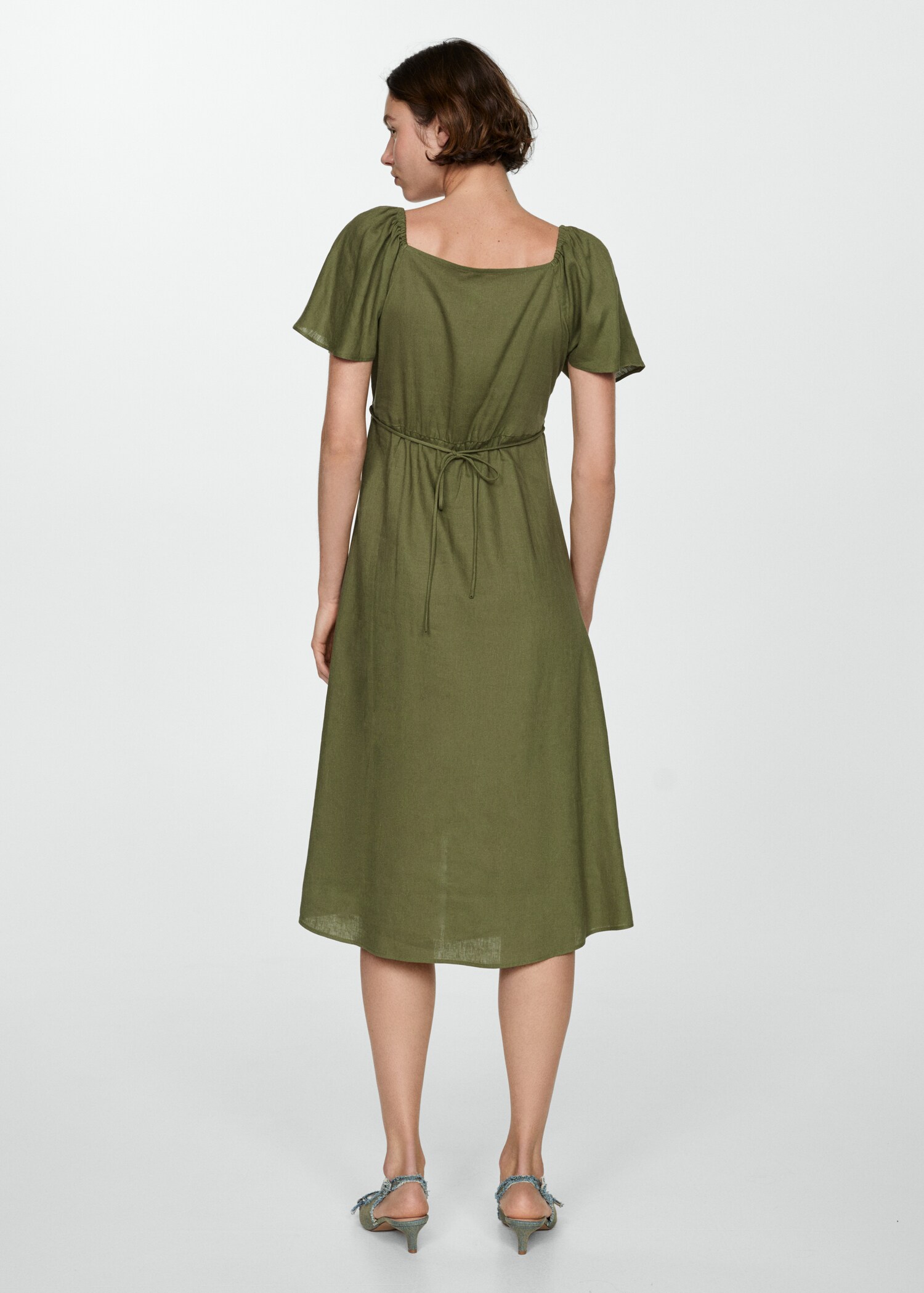 Buttoned linen-blend dress - Reverse of the article