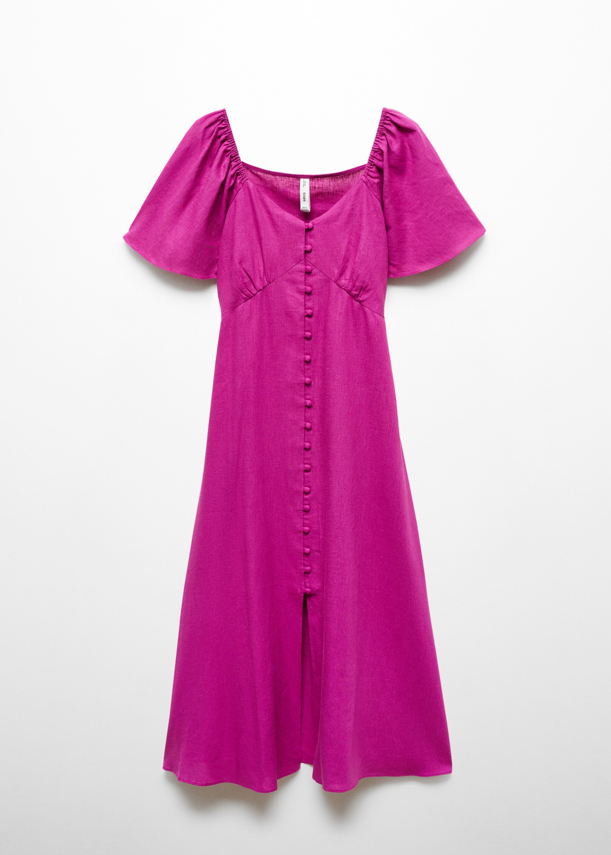 Buttoned linen-blend dress - Article without model, Purple. Ref: 67017115-00.
