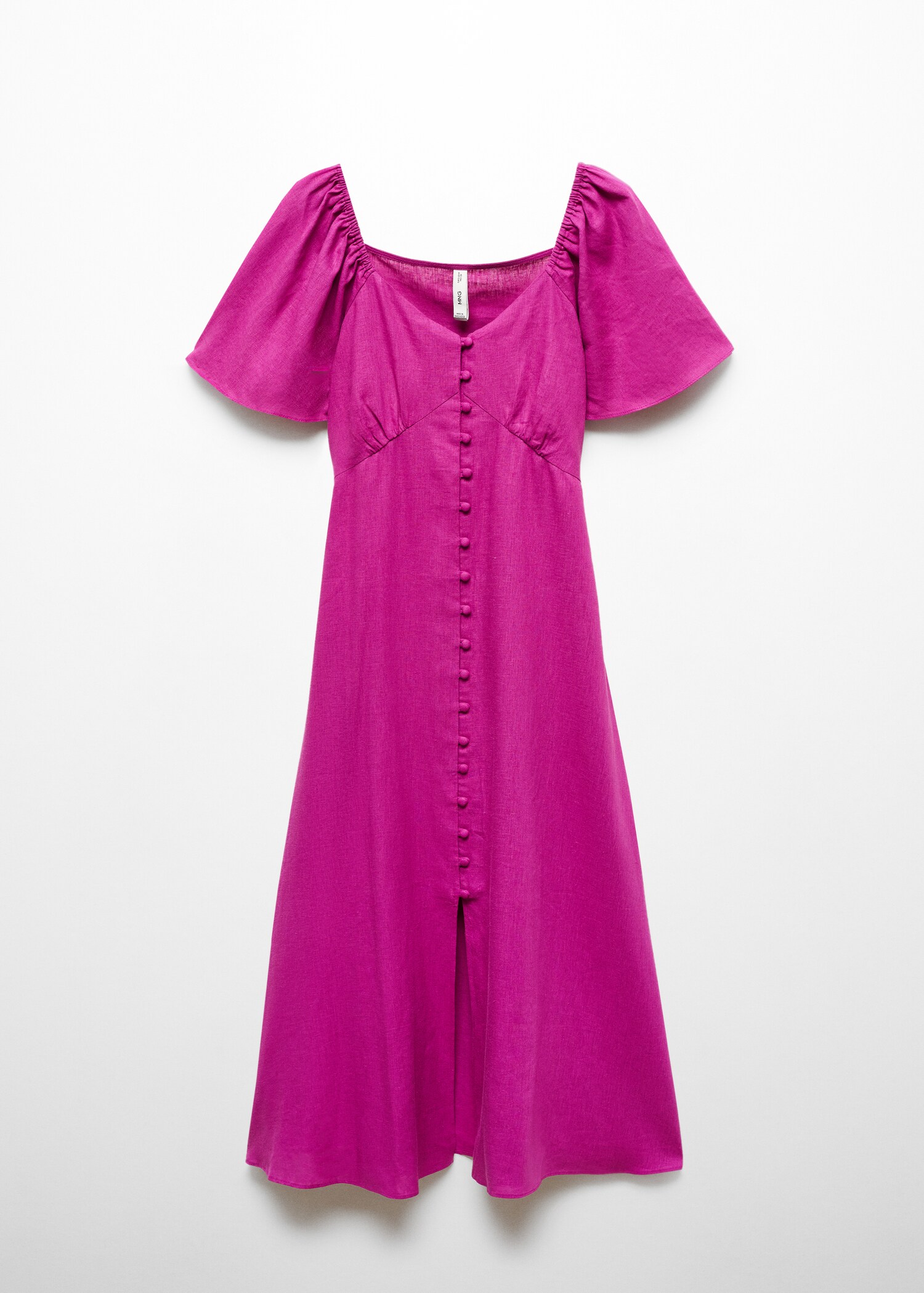 Buttoned linen-blend dress - Article without model