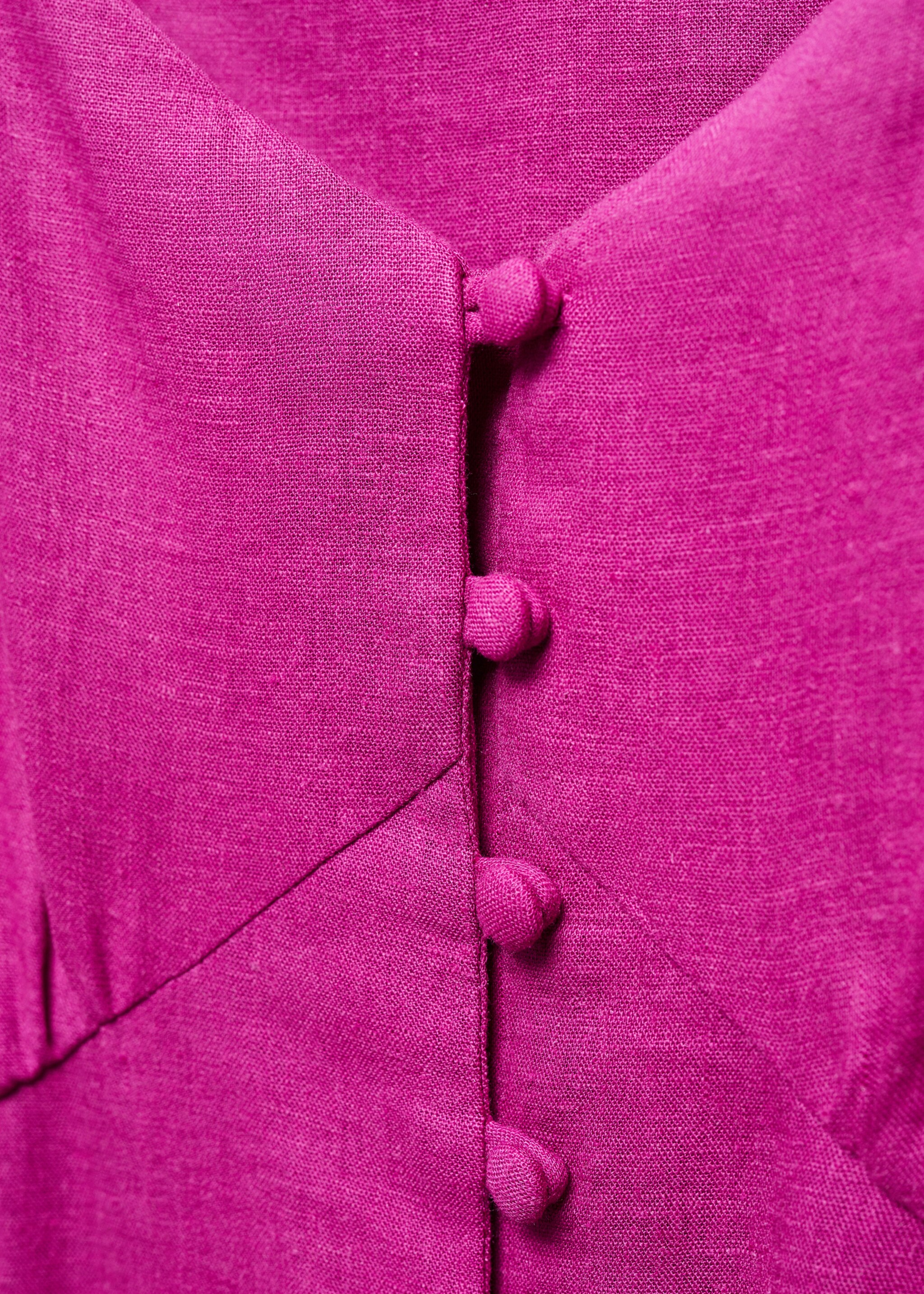 Buttoned linen-blend dress - Details of the article 8, Purple. Ref: 67017115-00.