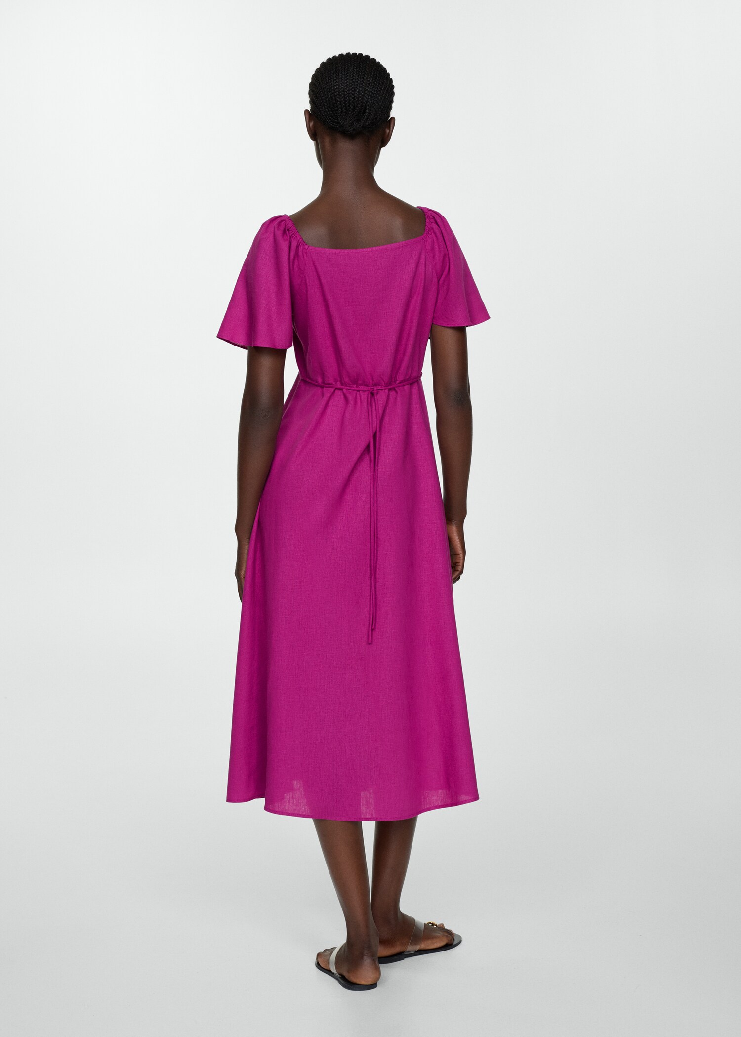 Buttoned linen-blend dress - Reverse of the article