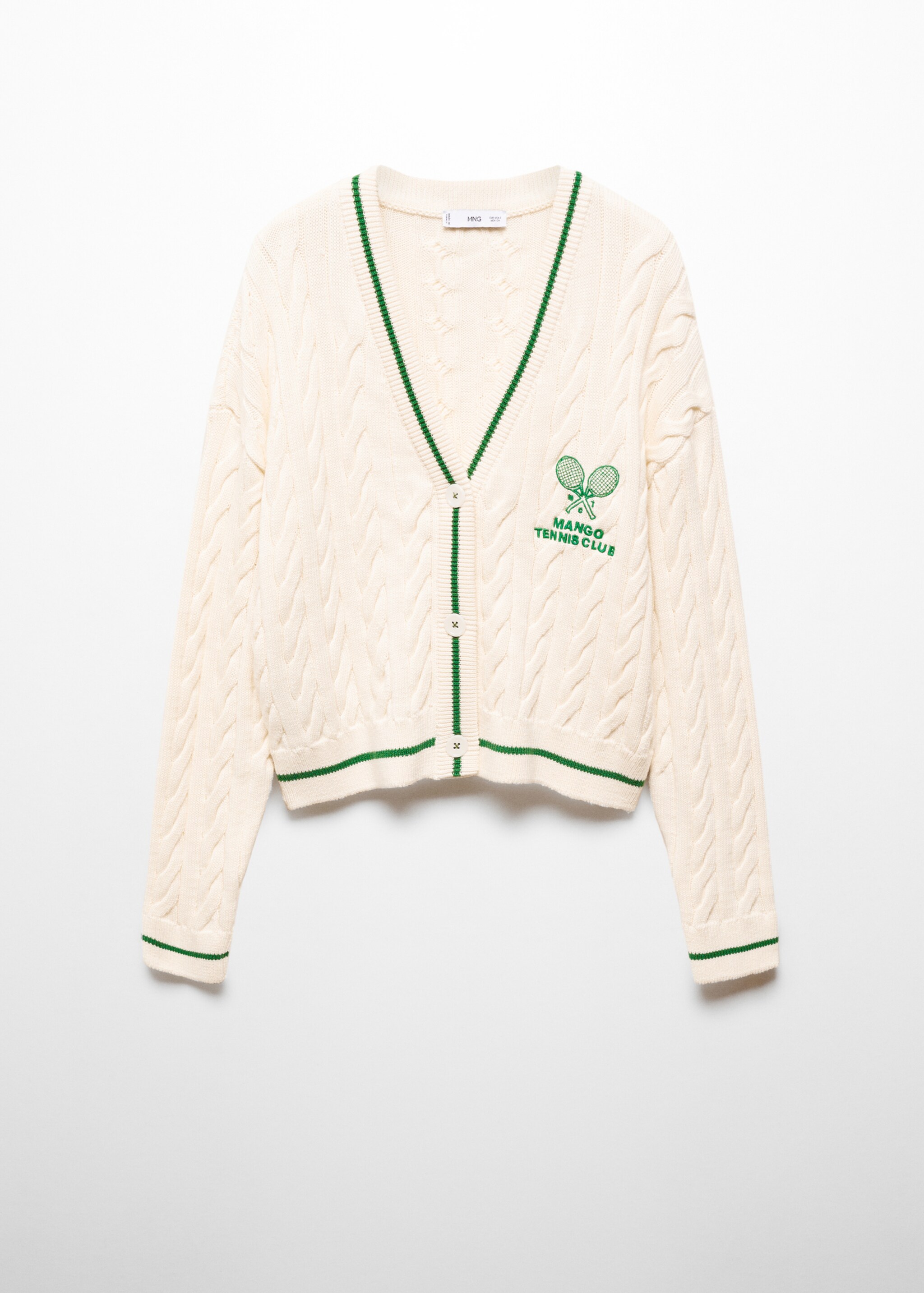 Cardigan mit Zopfmuster und Kontrastdetail - Artikel ohne Model
