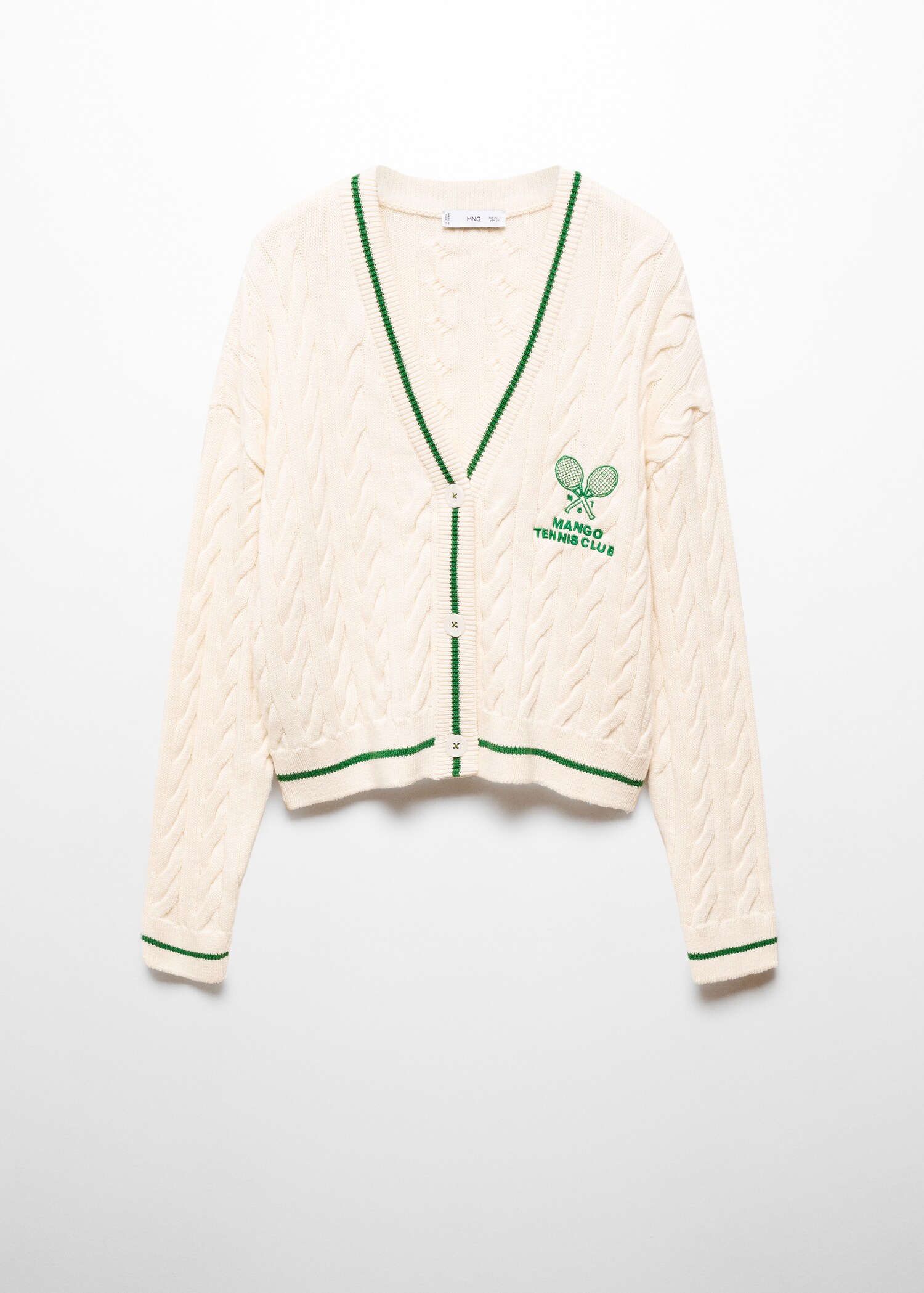 Cardigan mit Zopfmuster und Kontrastdetail - Artikel ohne Model