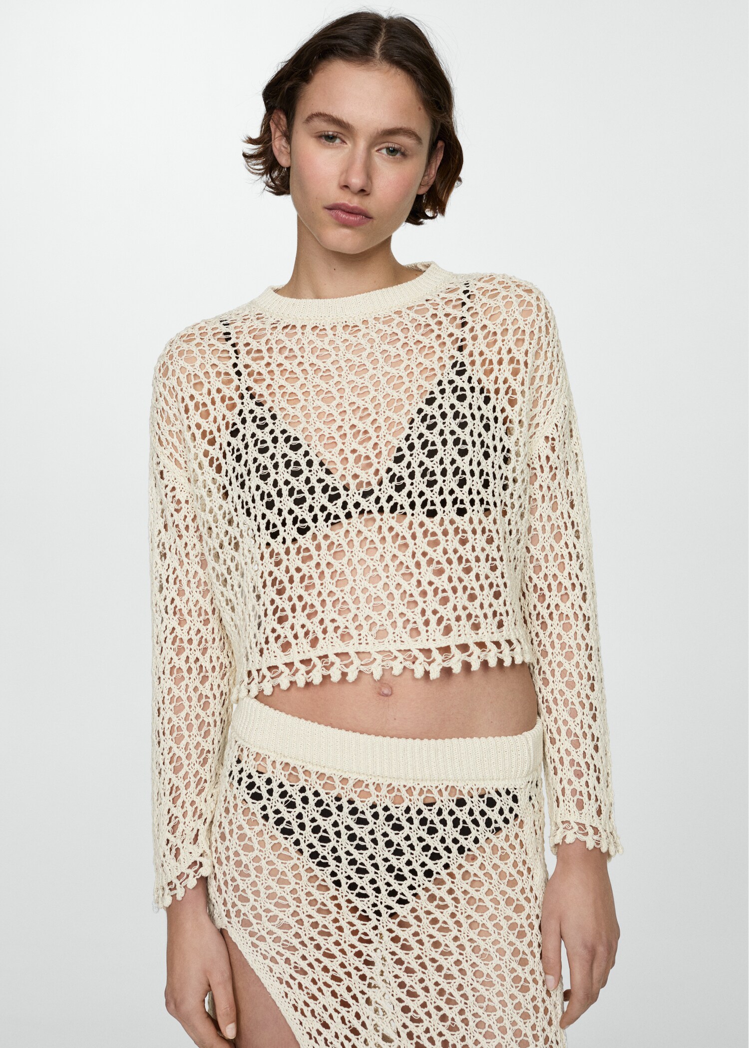 Cotton crochet sweater - Medium plane