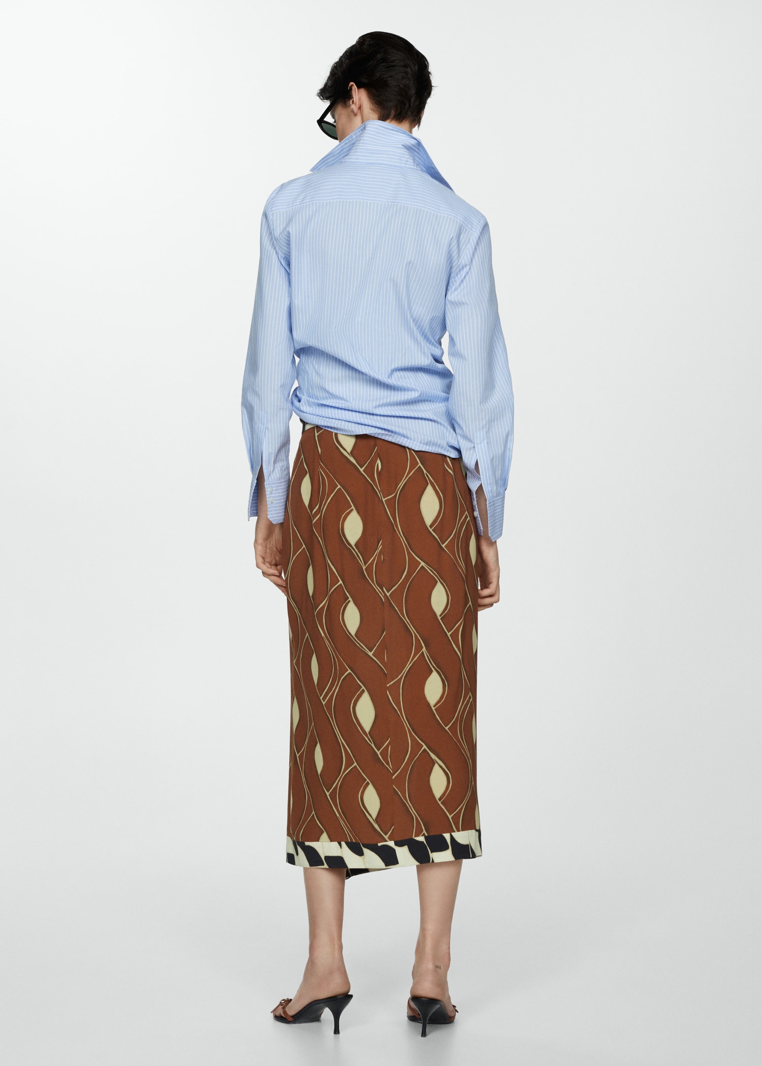 Bedrukte rok met ruche Dames MANGO OUTLET Nederland