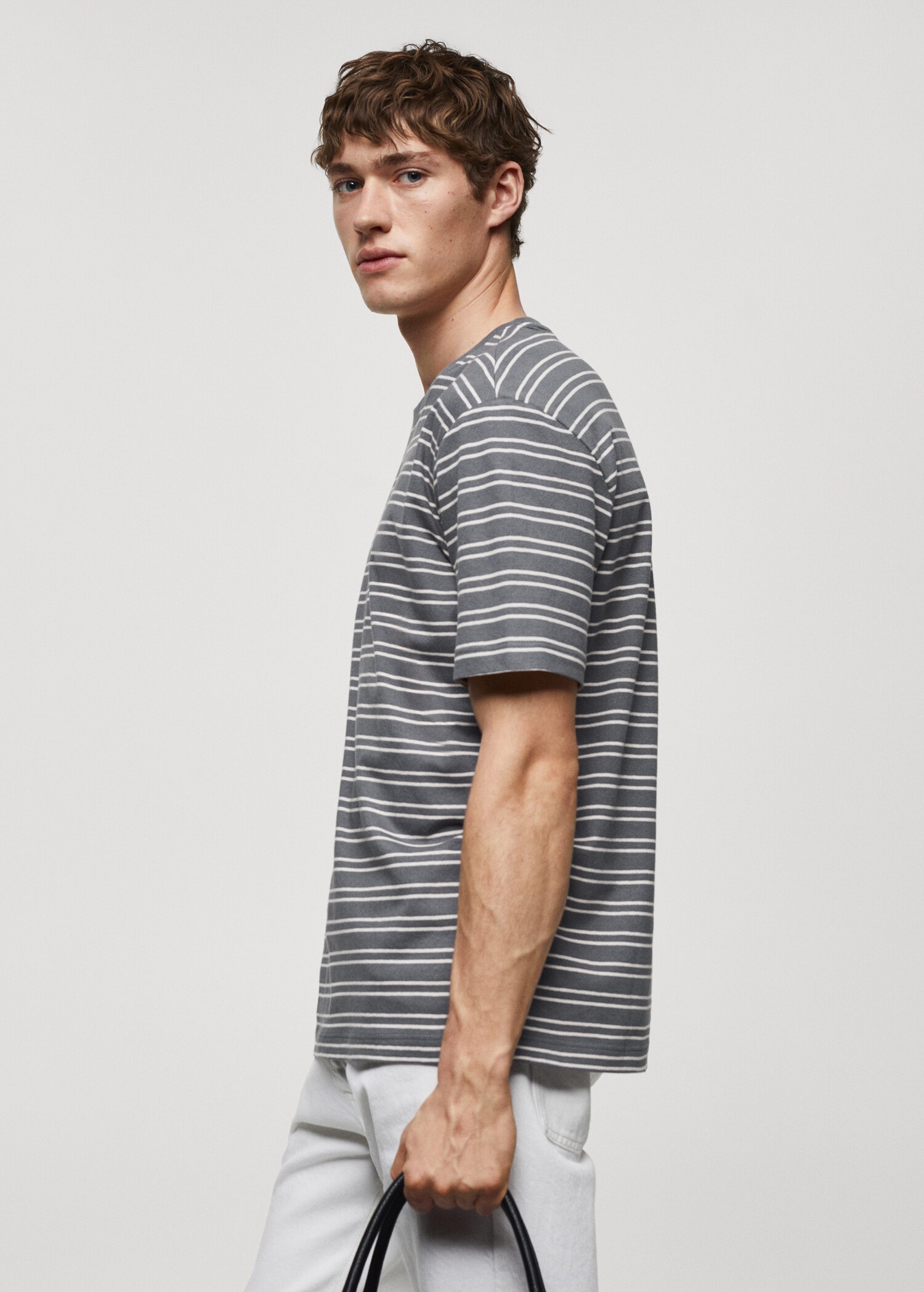 Striped cotton linen-blend T-shirt - Details of the article 2