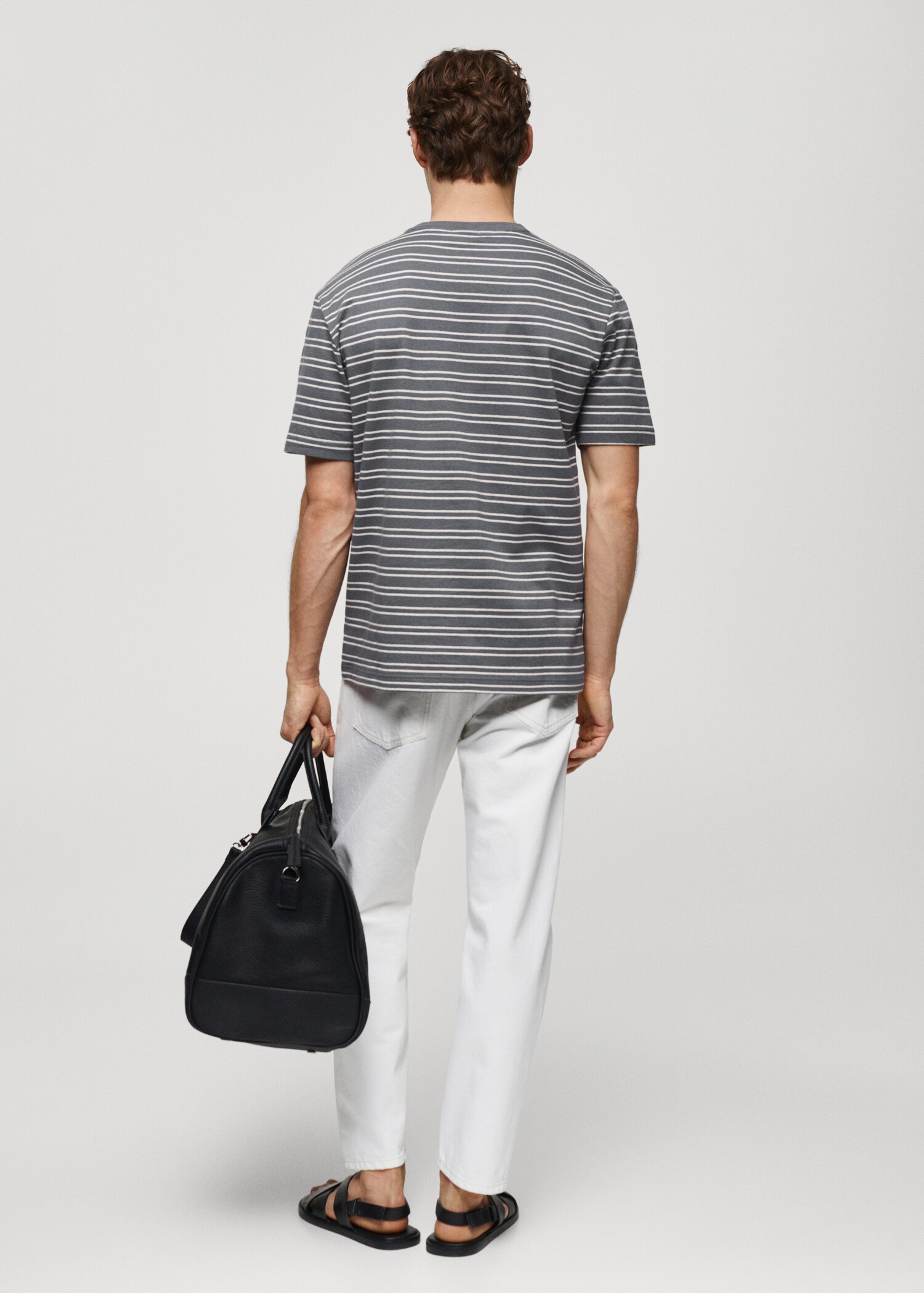 Striped cotton linen-blend T-shirt - Reverse of the article