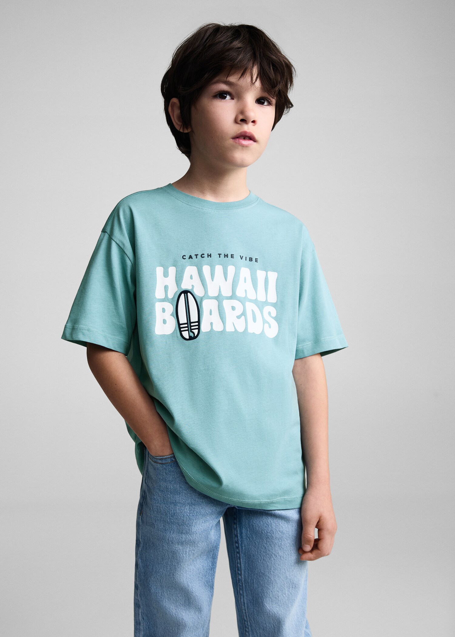 Katoenen T-shirt met bedrukte boodschap - Middenvlak