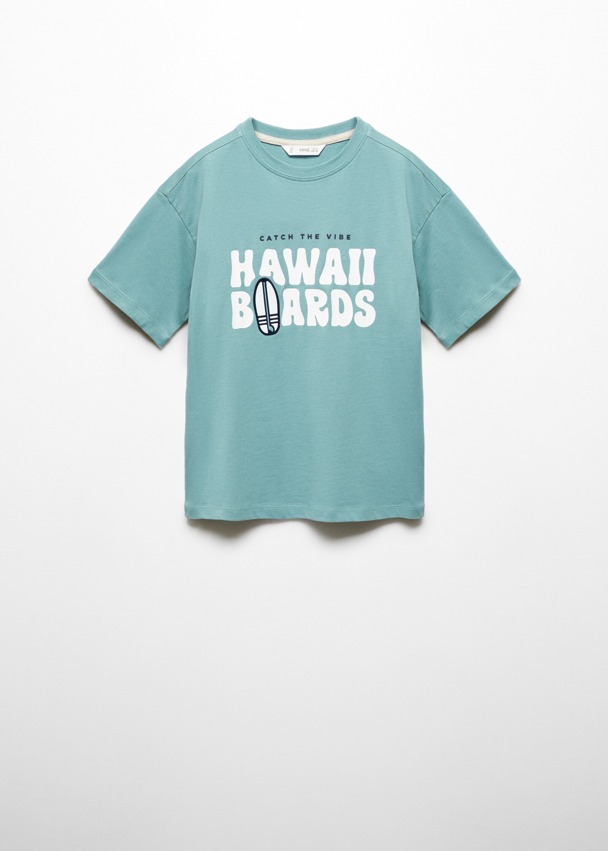 Cotton t-shirt with printed message - Article without model, Green. Ref: 67017730-00.