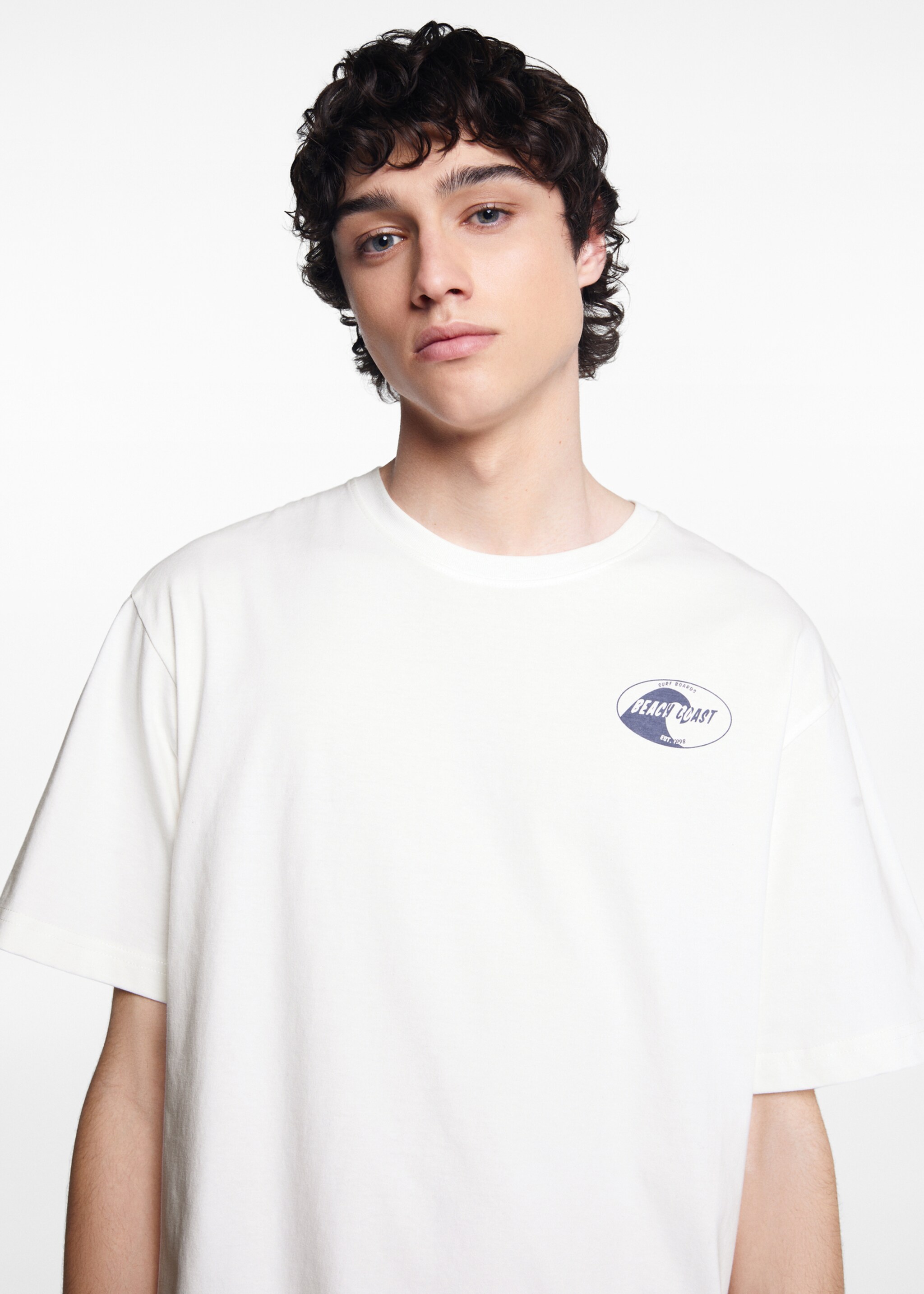 Printed cotton-blend T-shirt - Details of the article 1, Off White. Ref: 67017916-00.
