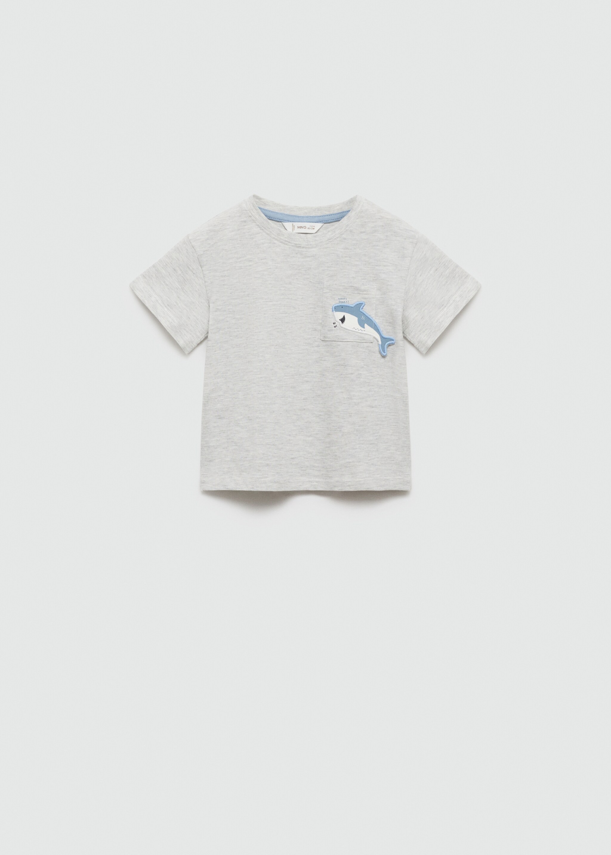 T-shirt met haai - Artikel zonder model, Lichtgrijs. Ref: 67017930-00.