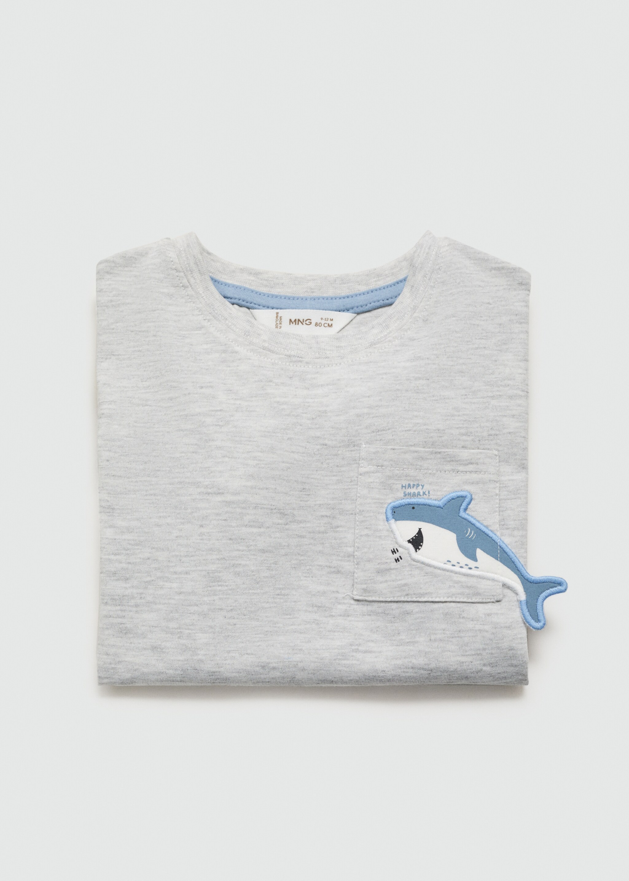 T-shirt met haai - Detail van het artikel 8, Lichtgrijs. Ref: 67017930-00.