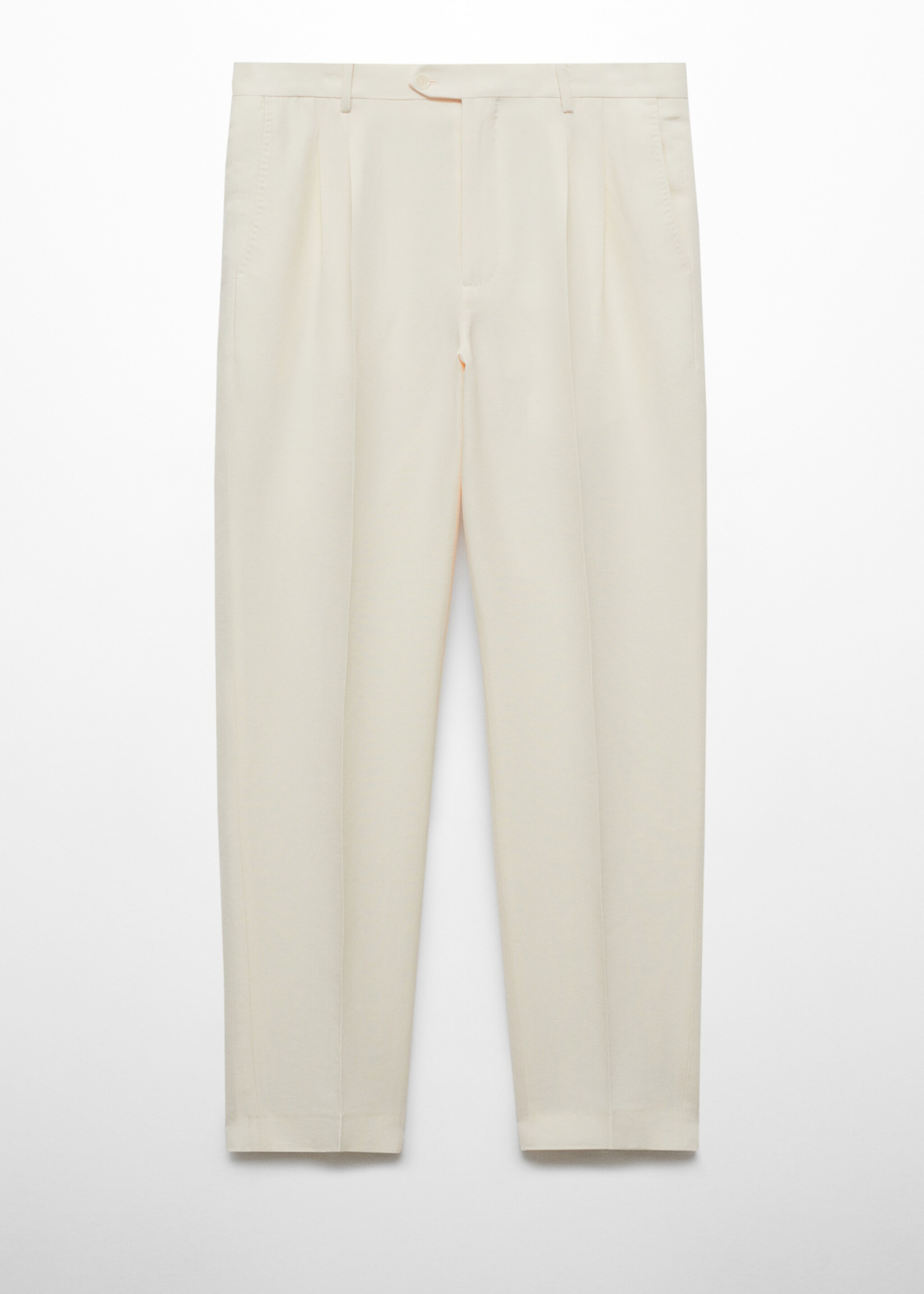 Linen slim-fit pleated trousers - Article without model, Ecru. Ref: 67018270-00.
