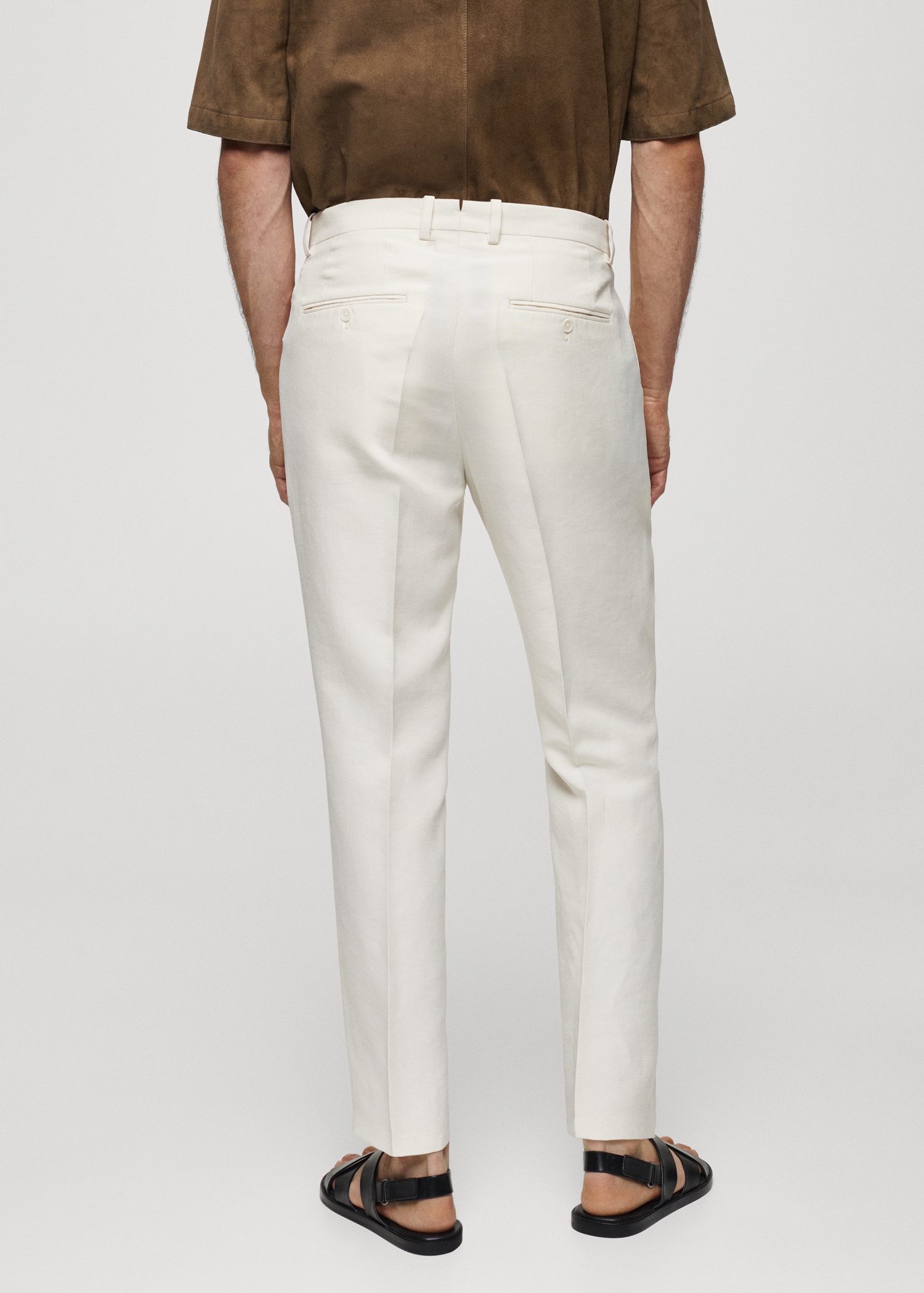 Linen slim-fit pleated trousers - Reverse of the article