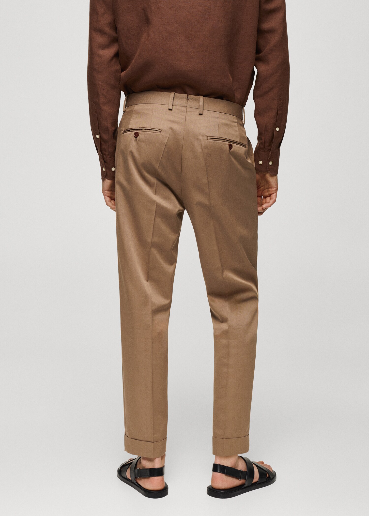 Virgin wool cotton suit trousers with pleats - Reverse of the article