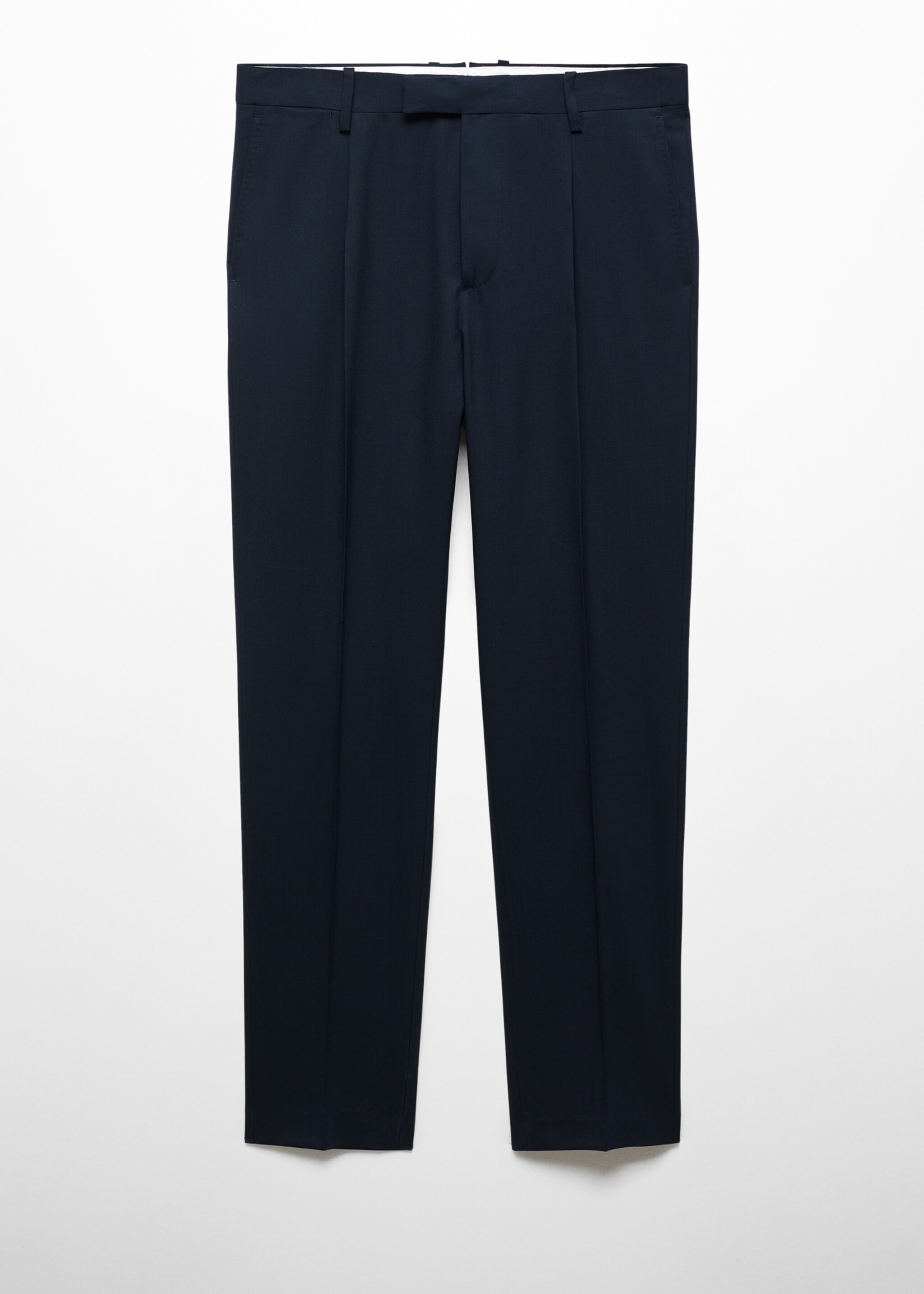 100% virgin wool slim-fit suit trousers - Article without model, Dark Navy. Ref: 67018273-00.