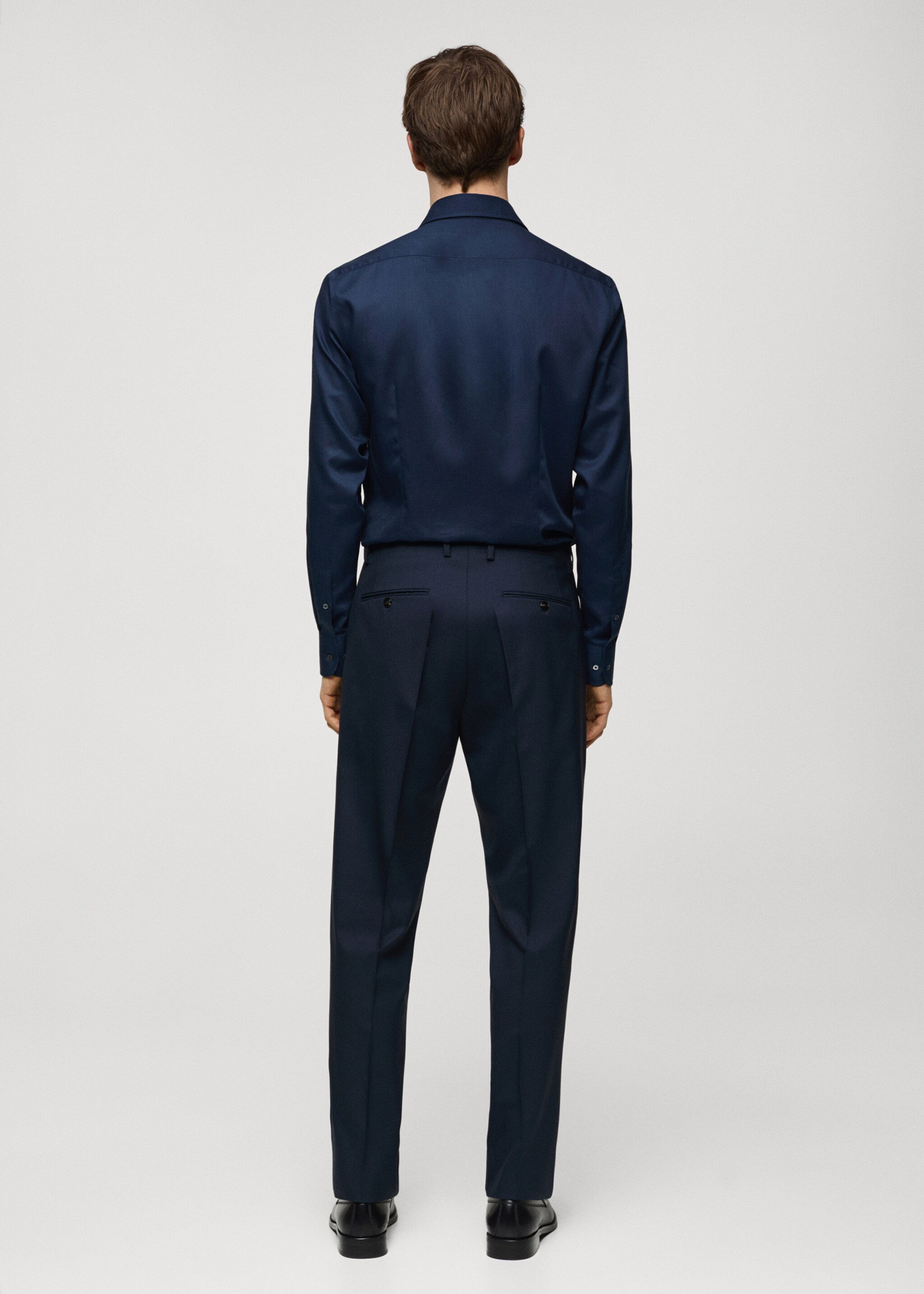 100% virgin wool slim-fit suit trousers - Reverse of the article, Dark Navy. Ref: 67018273-00.