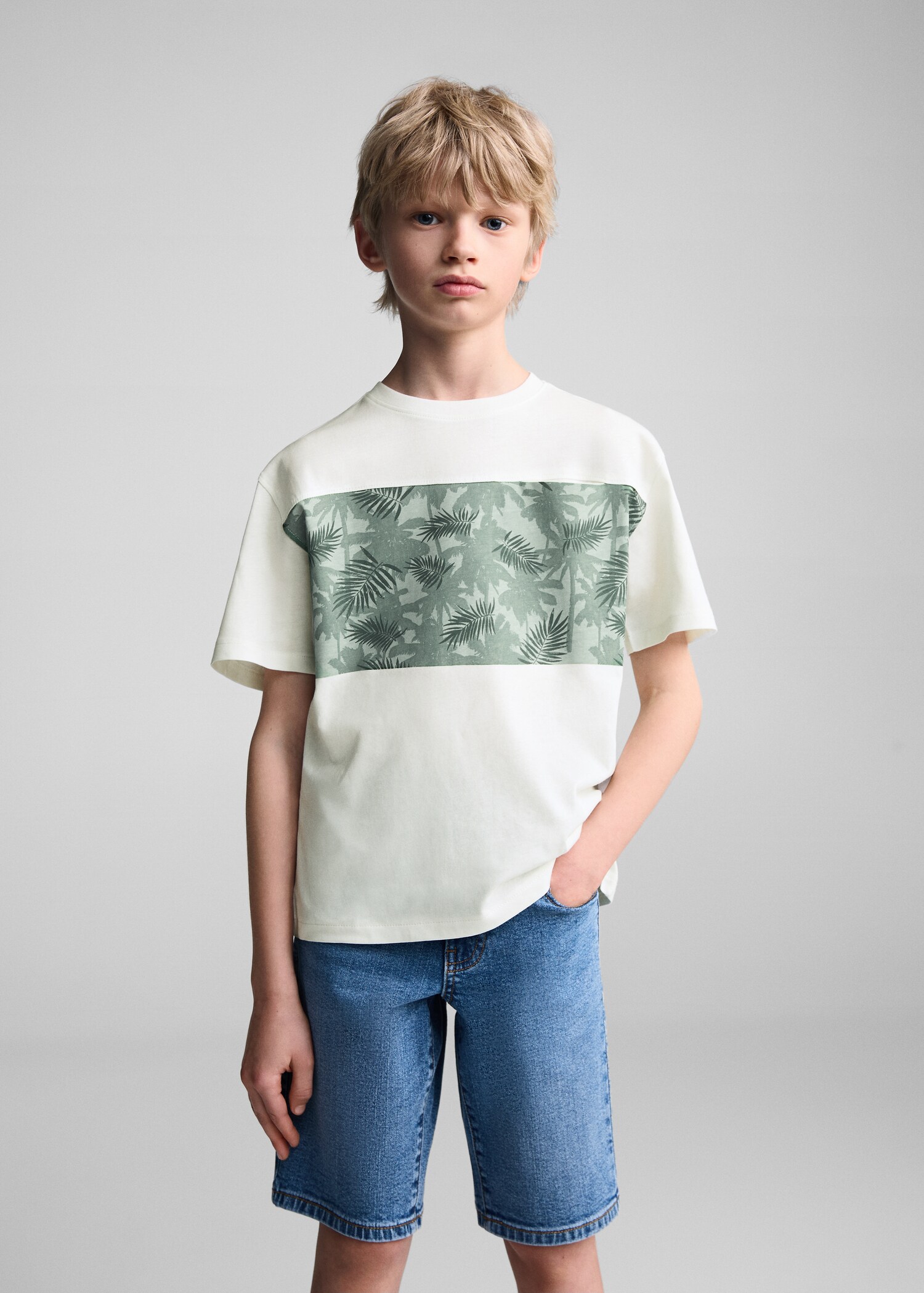 Printed cotton-blend T-shirt - Medium plane